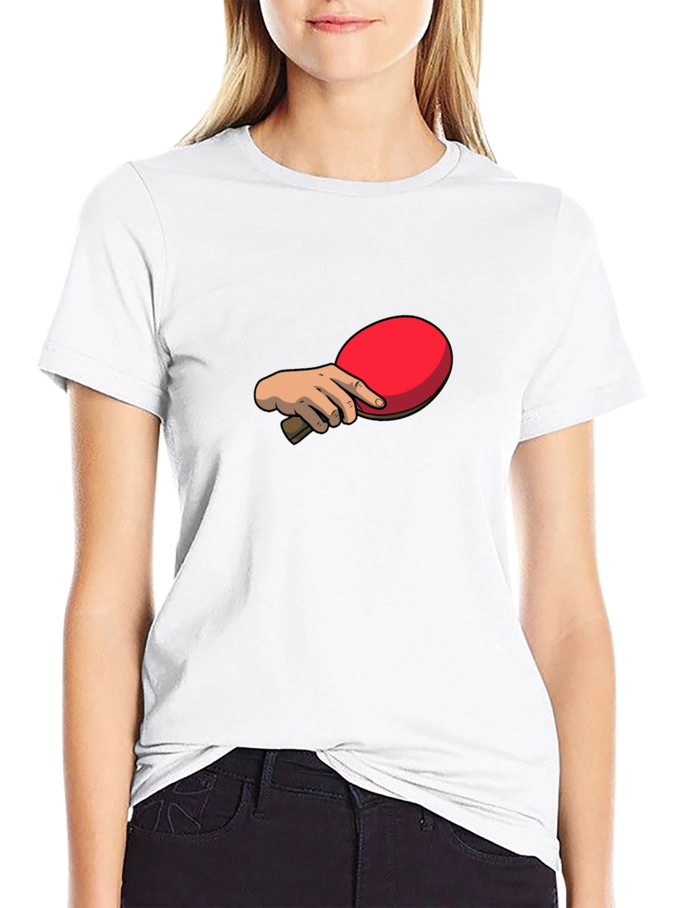 Ping Pong Paddle Graphic Tee - Black Cotton T-Shirt