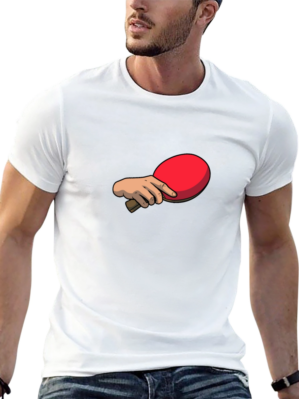 Ping Pong Paddle Graphic Tee - Black Cotton T-Shirt