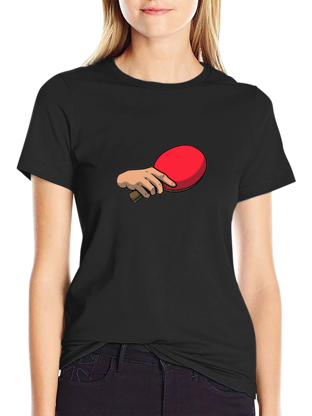 Ping Pong Paddle Graphic Tee - Black Cotton T-Shirt