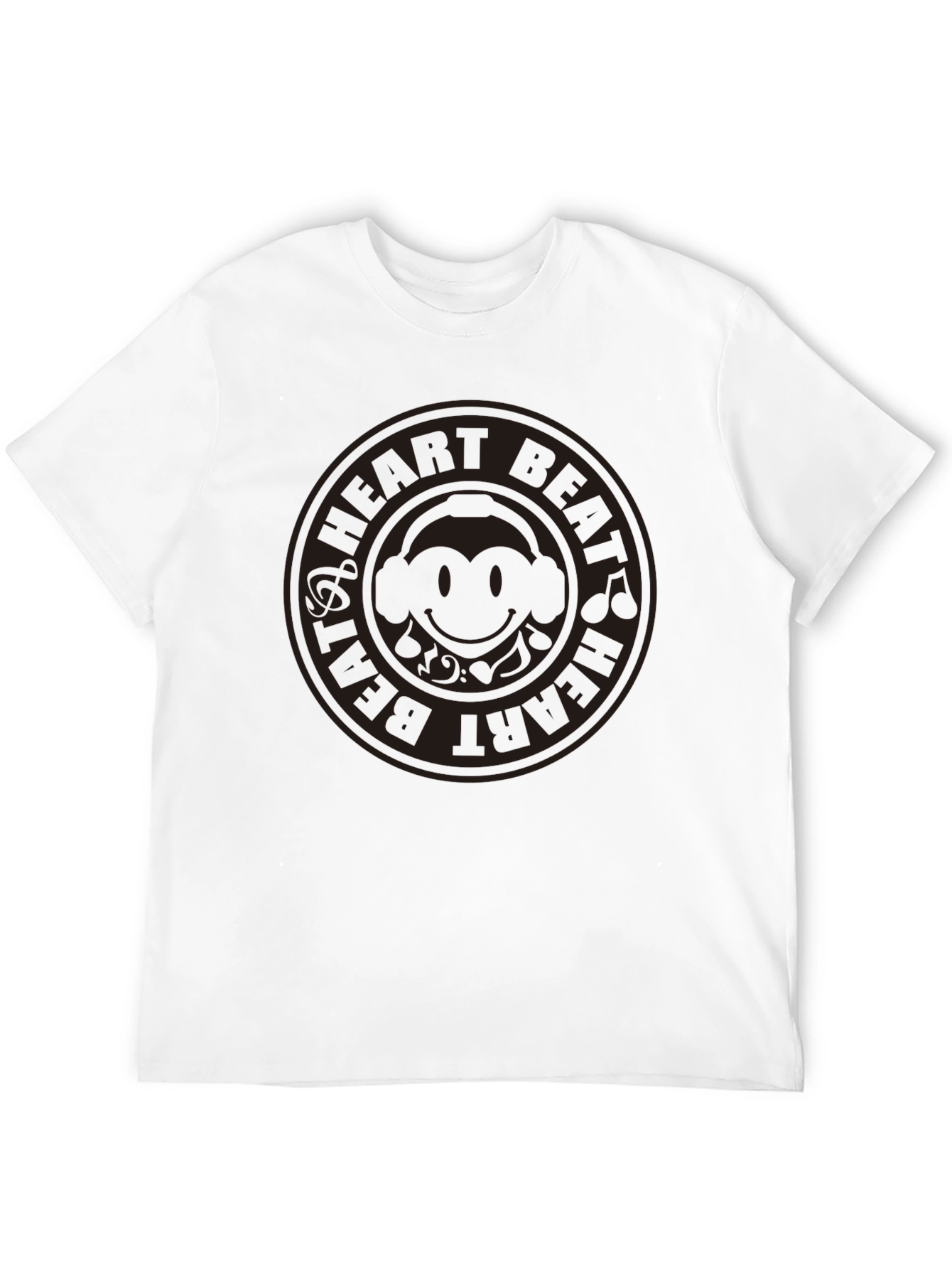 Heart Beat Monkey Graphic Tee - Black Cotton T-Shirt