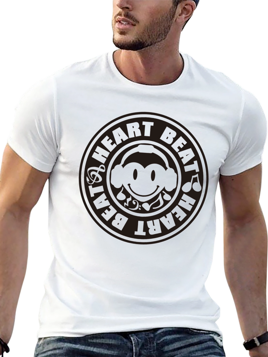 Heart Beat Monkey Graphic Tee - Black Cotton T-Shirt