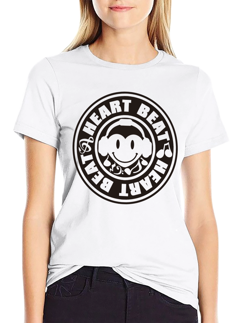 Heart Beat Monkey Graphic Tee - Black Cotton T-Shirt