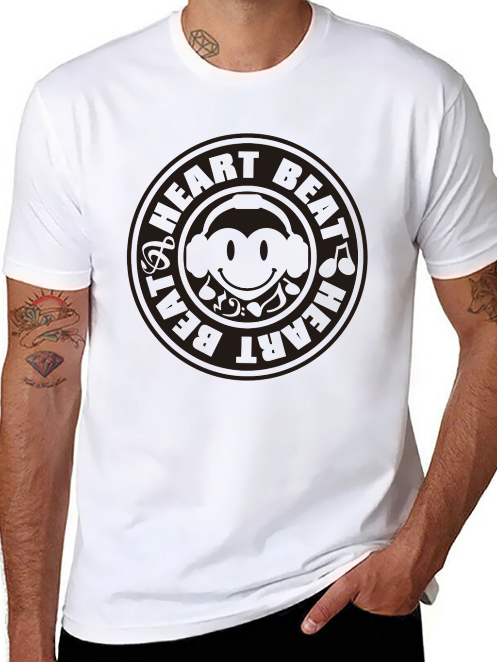 Heart Beat Monkey Graphic Tee - Black Cotton T-Shirt