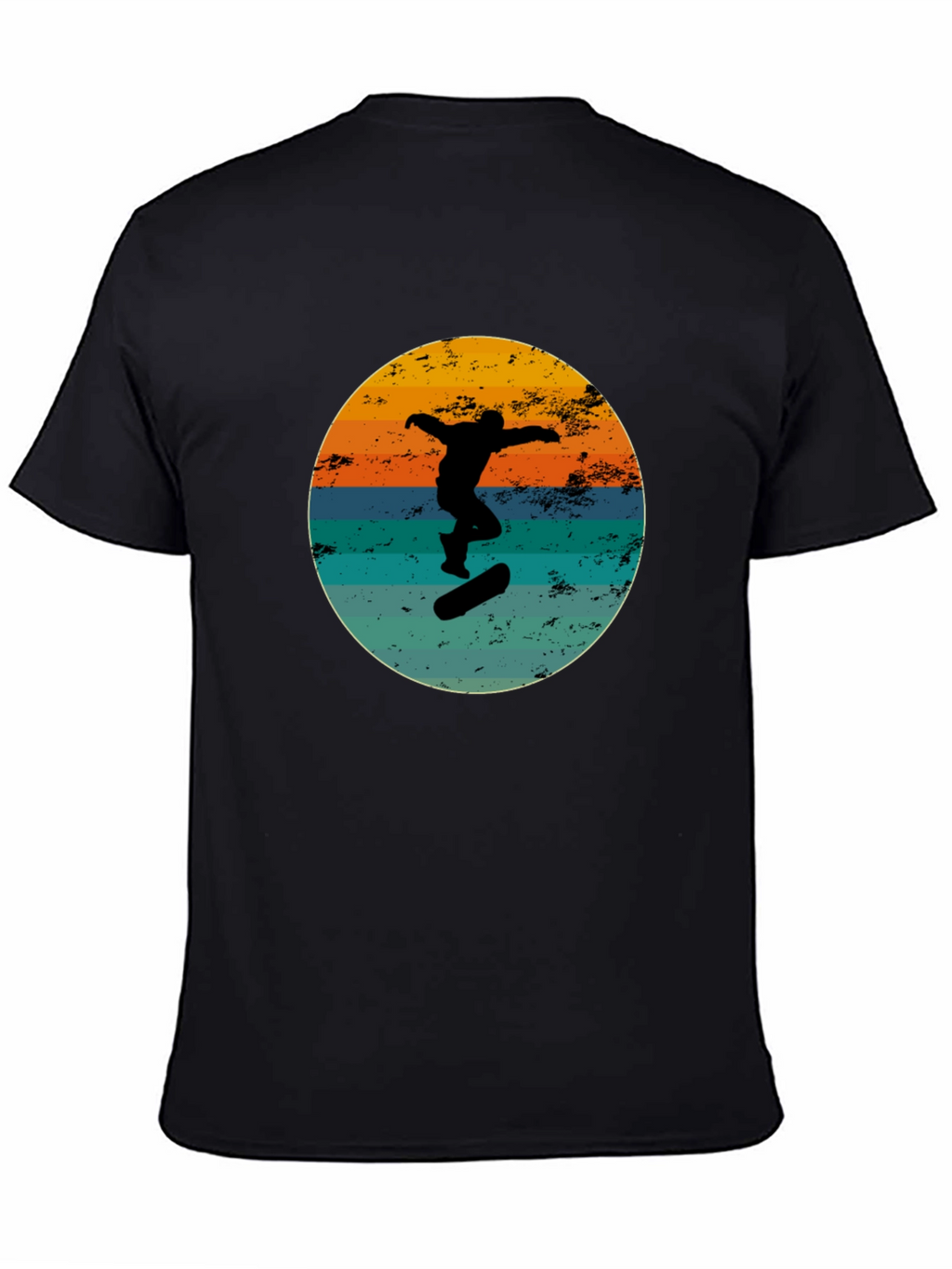 Retro Skateboarder Black Graphic Tee