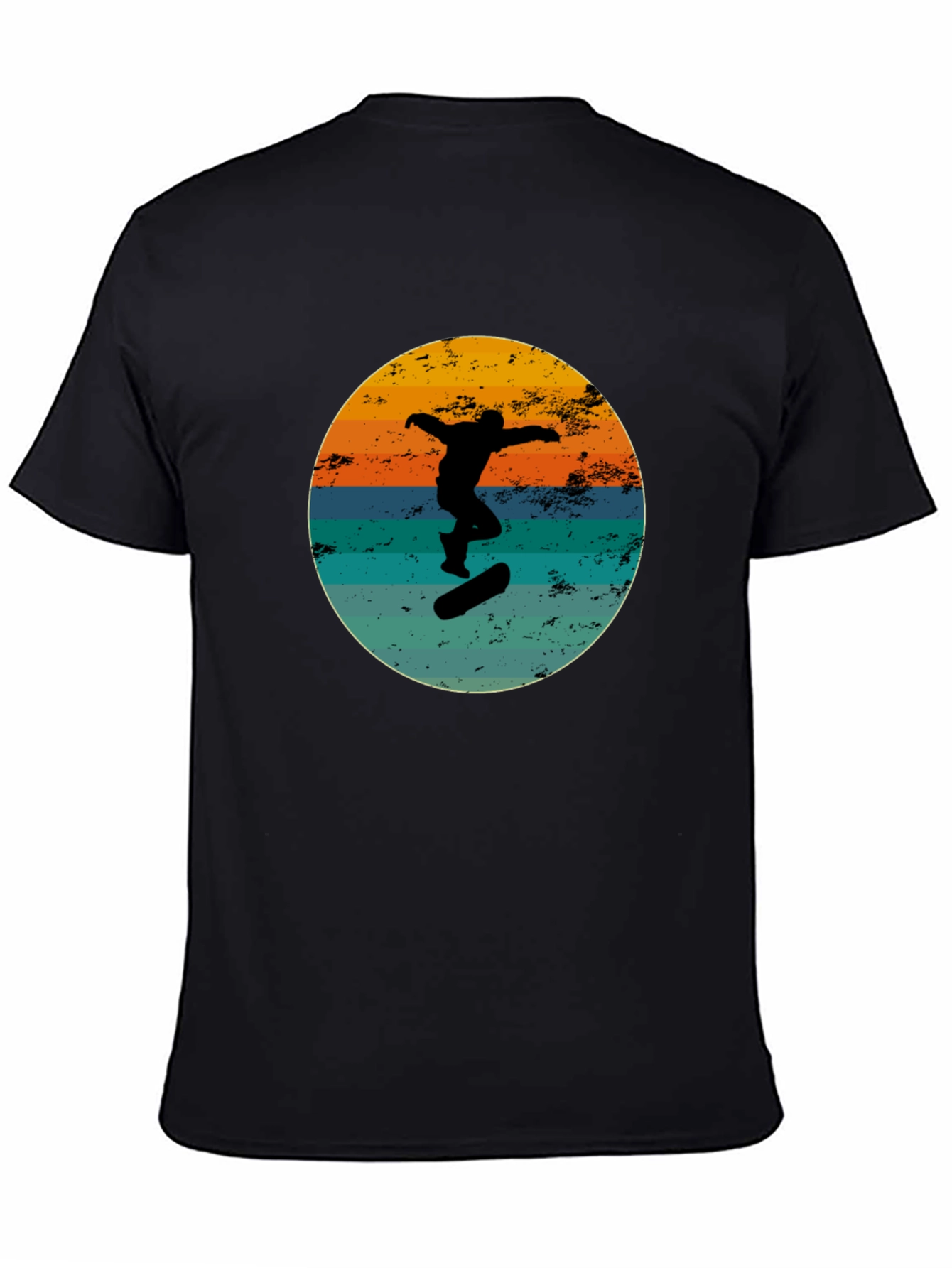 Retro Skateboarder Black Graphic Tee