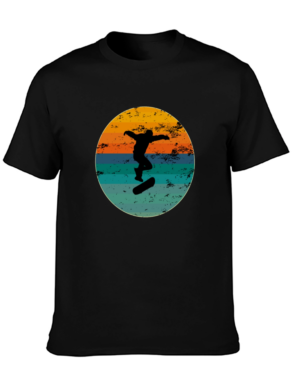 Retro Skateboarder Black Graphic Tee