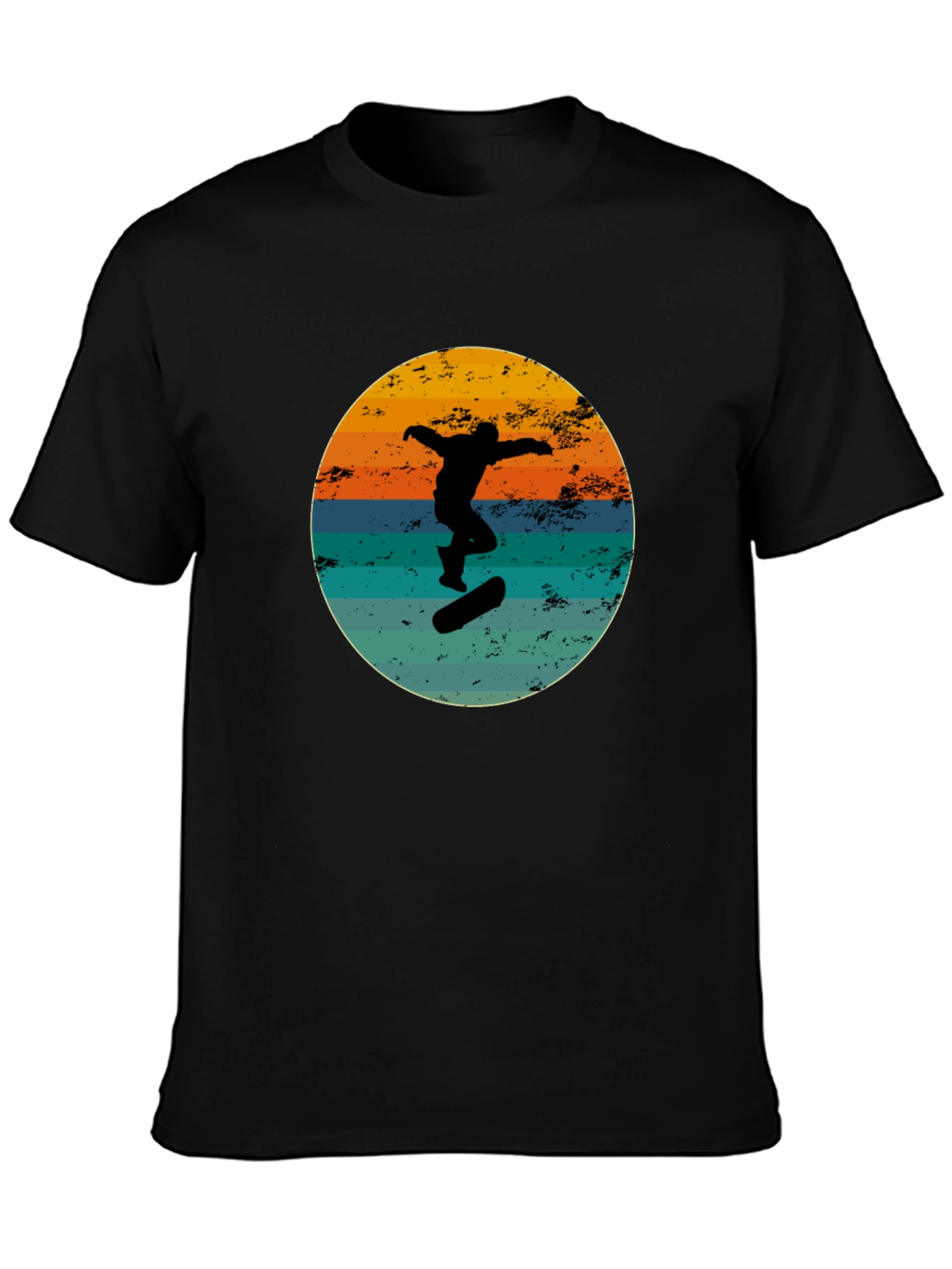 Retro Skateboarder Black Graphic Tee