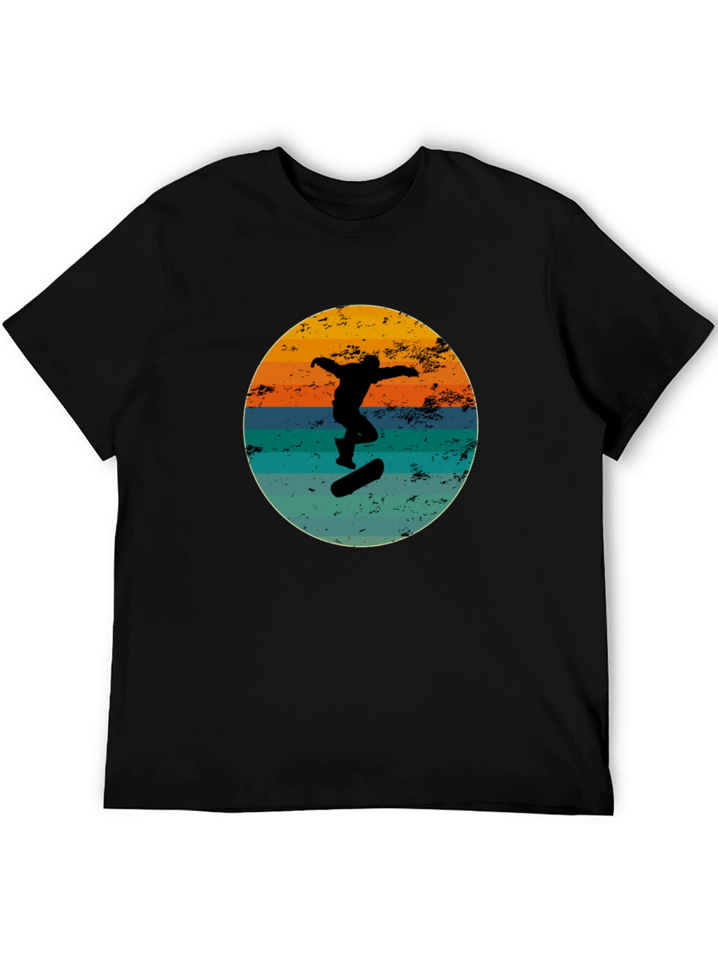 Retro Skateboarder Black Graphic Tee