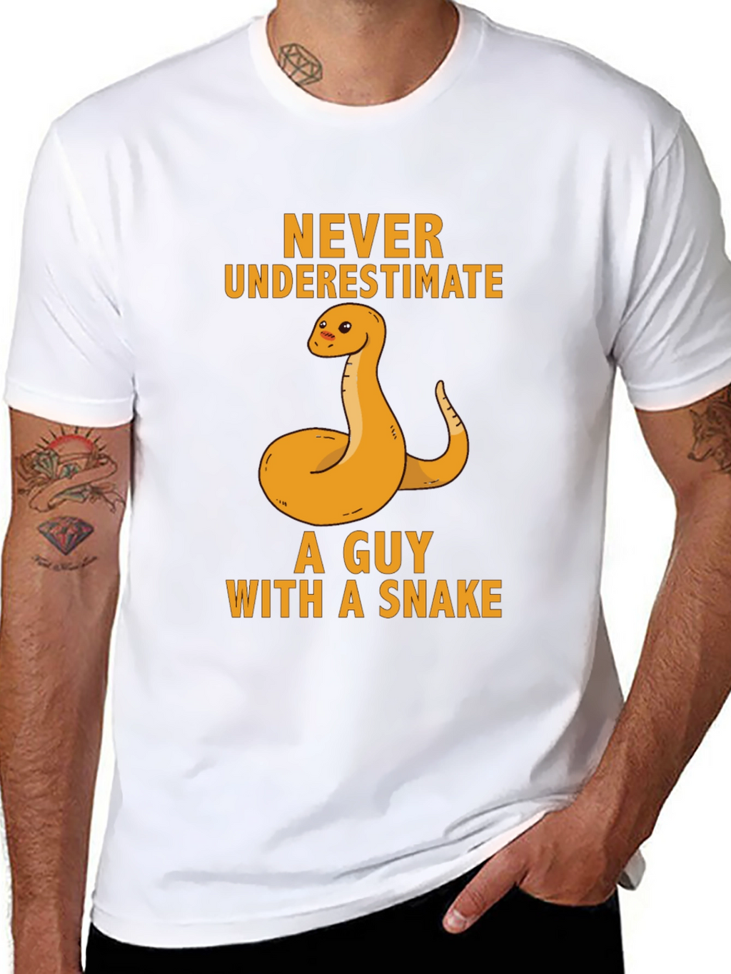 Never Underestimate Guy With Snake T-Shirt