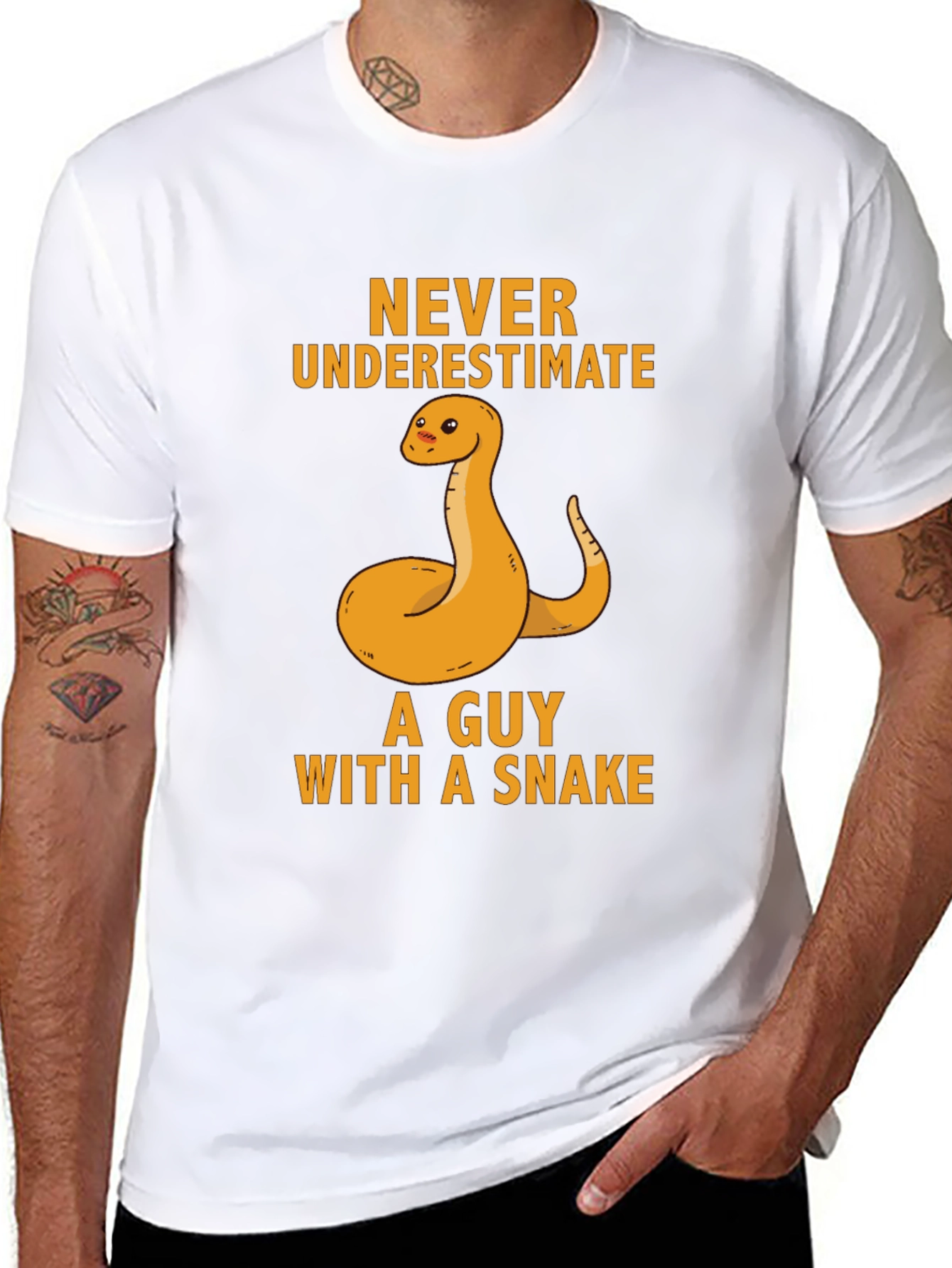 Never Underestimate Guy With Snake T-Shirt