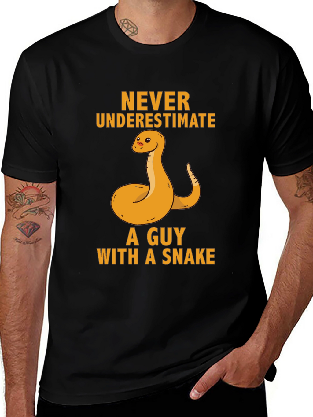 Never Underestimate Guy With Snake T-Shirt