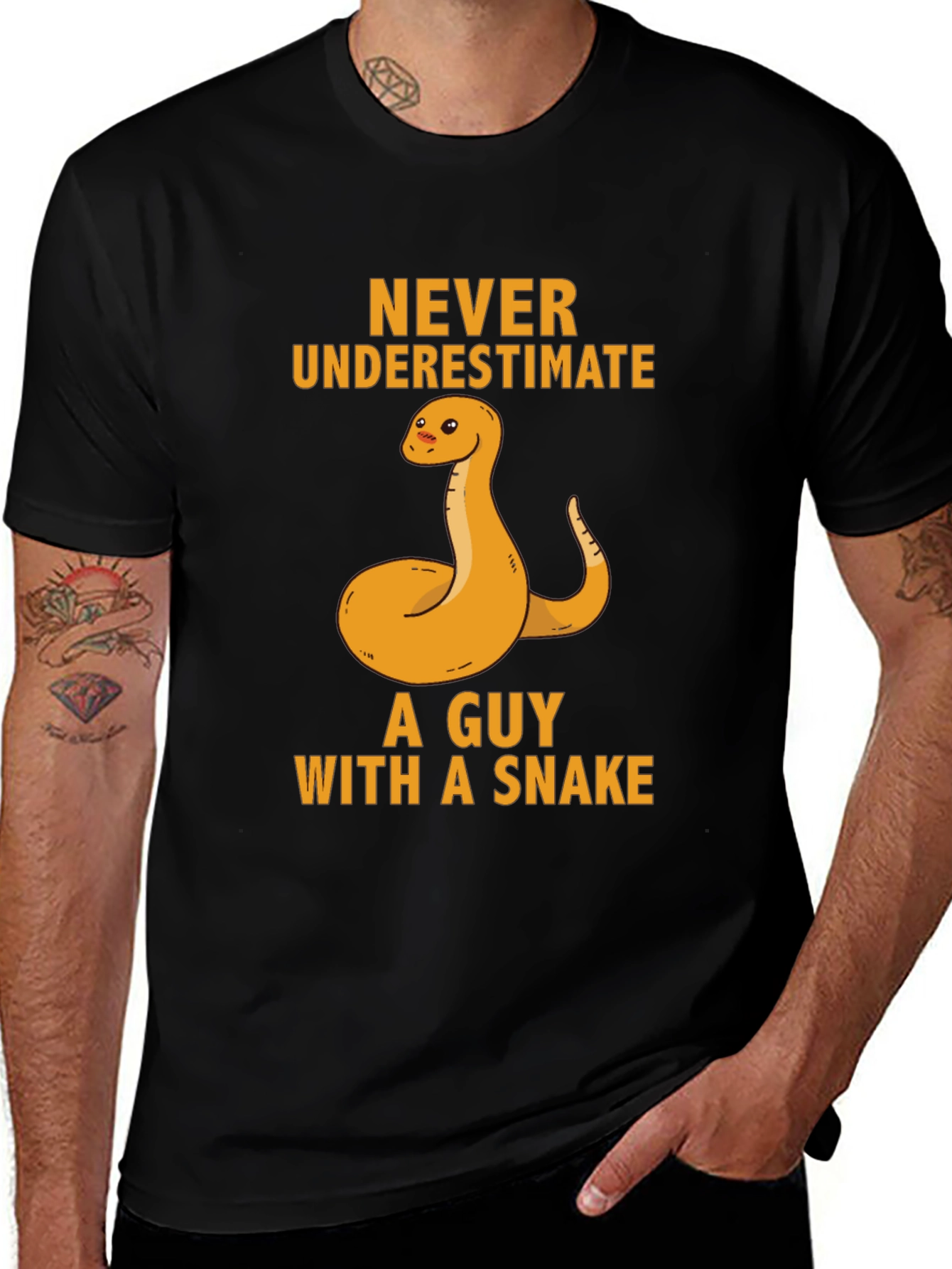 Never Underestimate Guy With Snake T-Shirt
