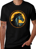 Black Horse Graphic Tee - Artistic Animal Design