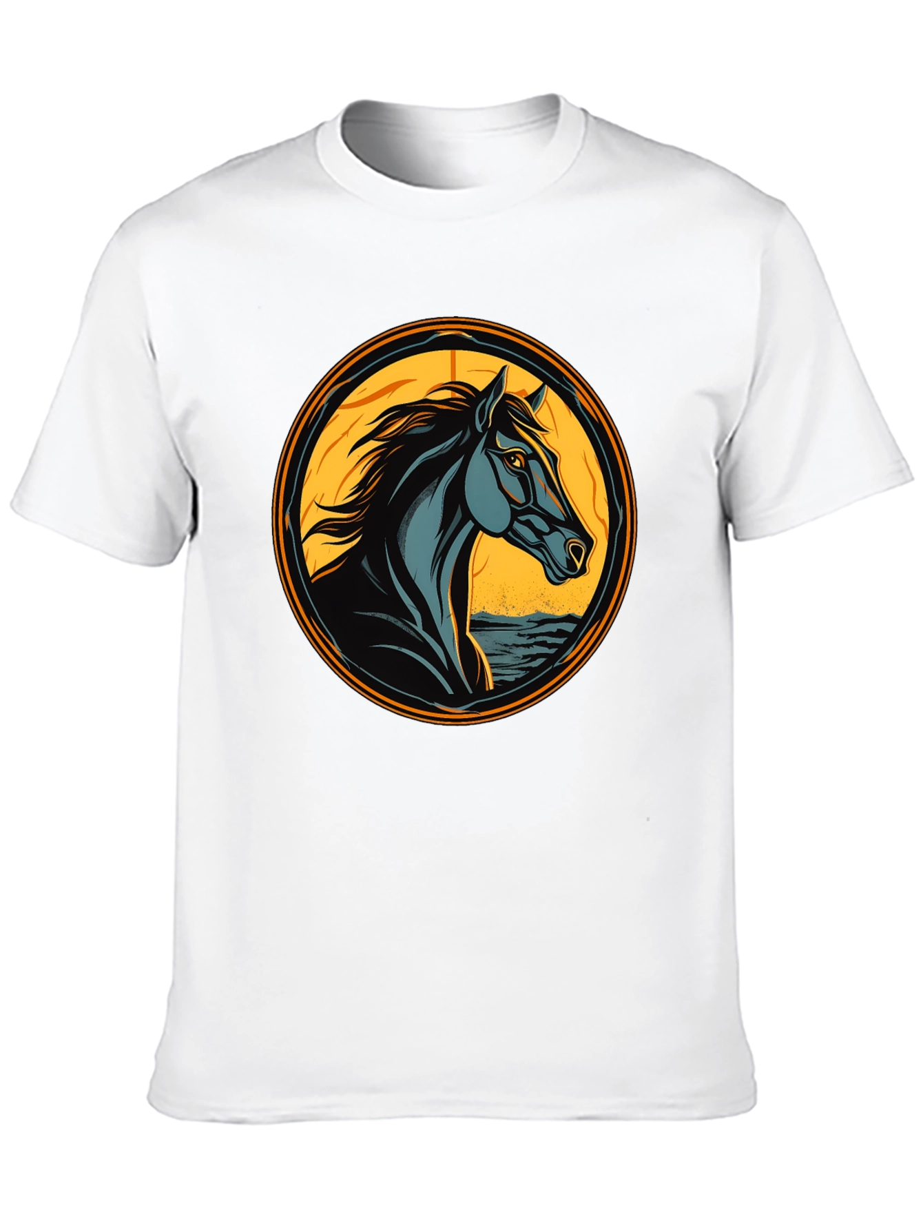 Black Horse Graphic Tee - Artistic Animal Design