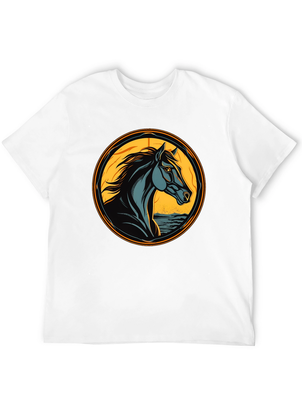 Black Horse Graphic Tee - Artistic Animal Design