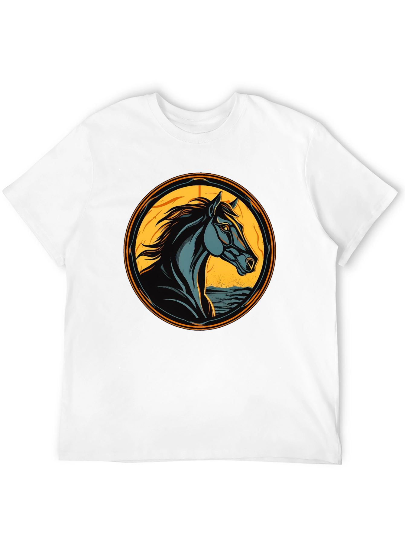 Black Horse Graphic Tee - Artistic Animal Design