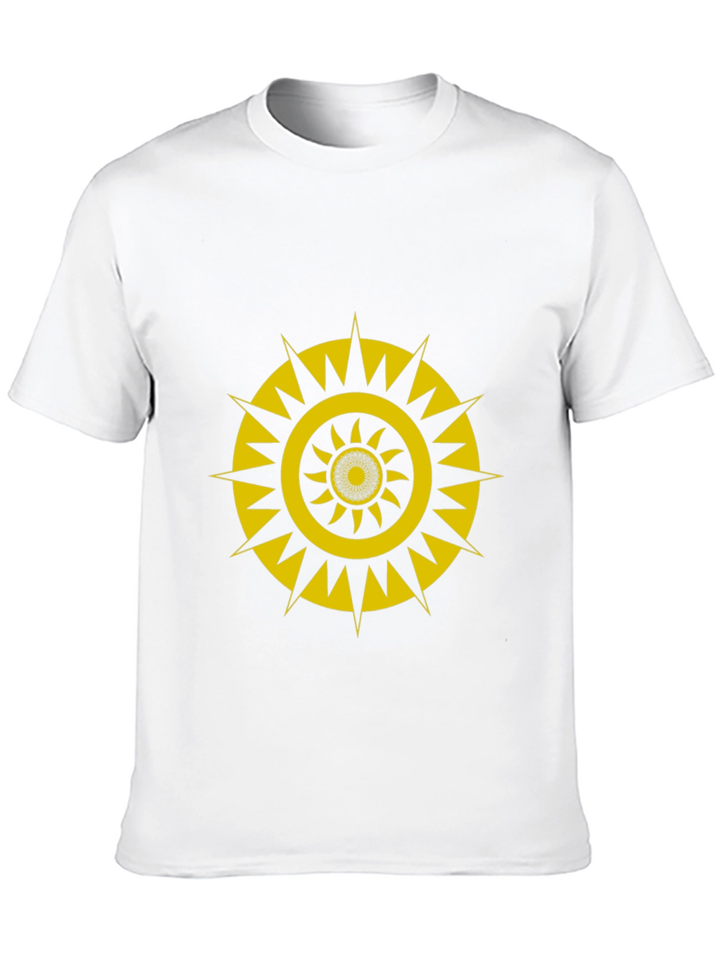 Black T-Shirt with Gold Geometric Sunburst Design