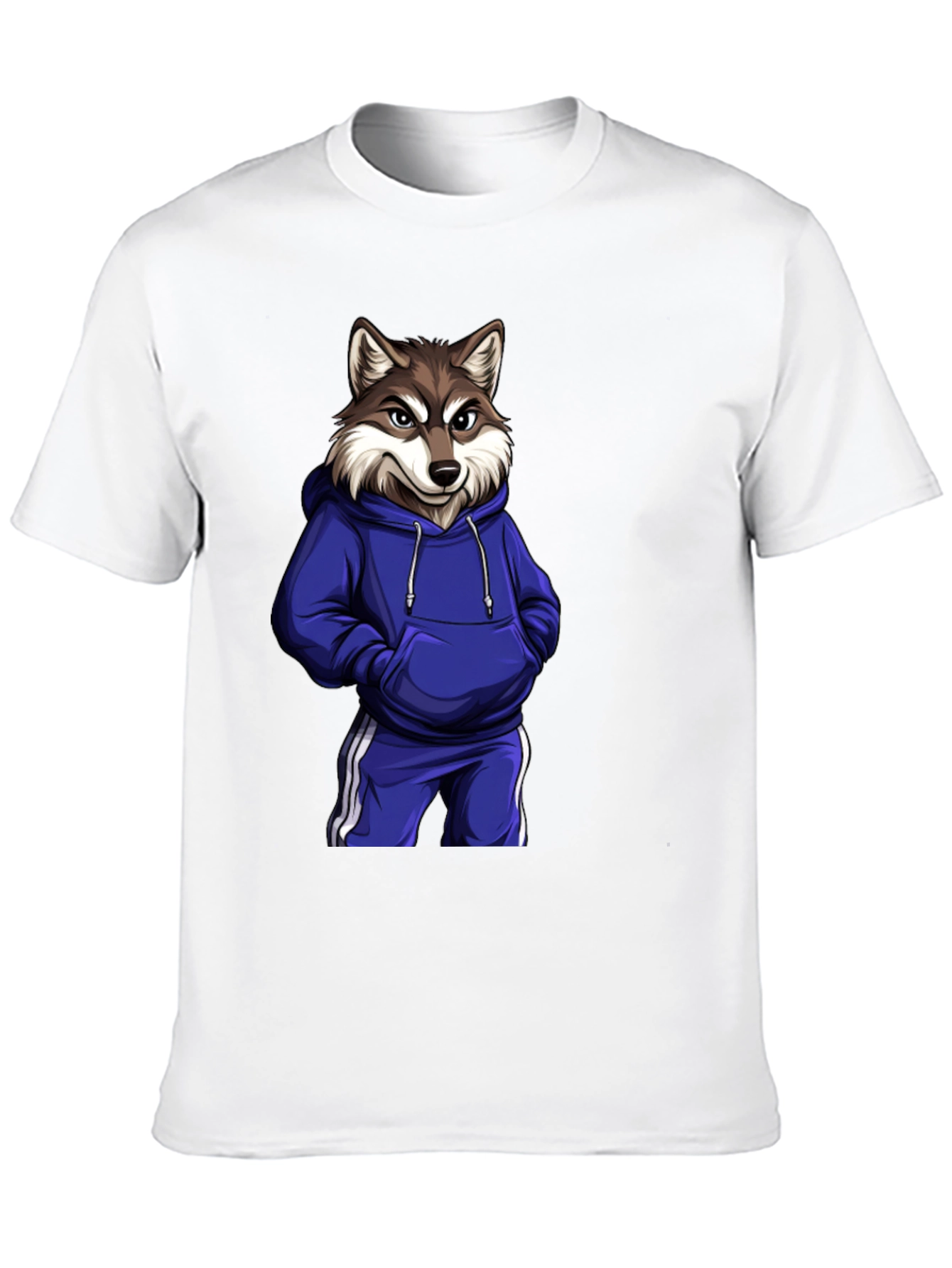 Cool Wolf Cartoon Graphic Black T-Shirt