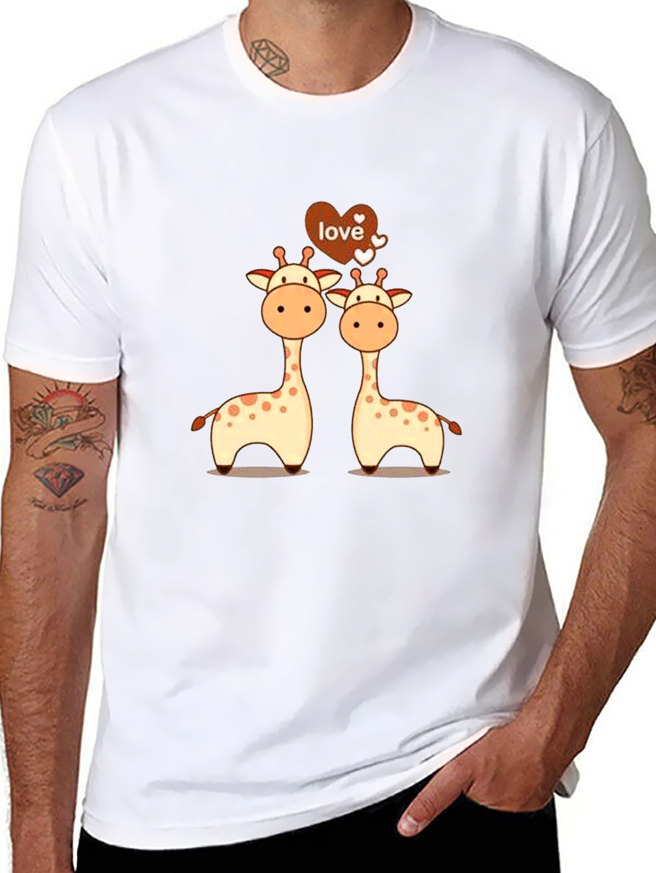 Giraffe Love Graphic Tee - Cute Giraffe Couple
