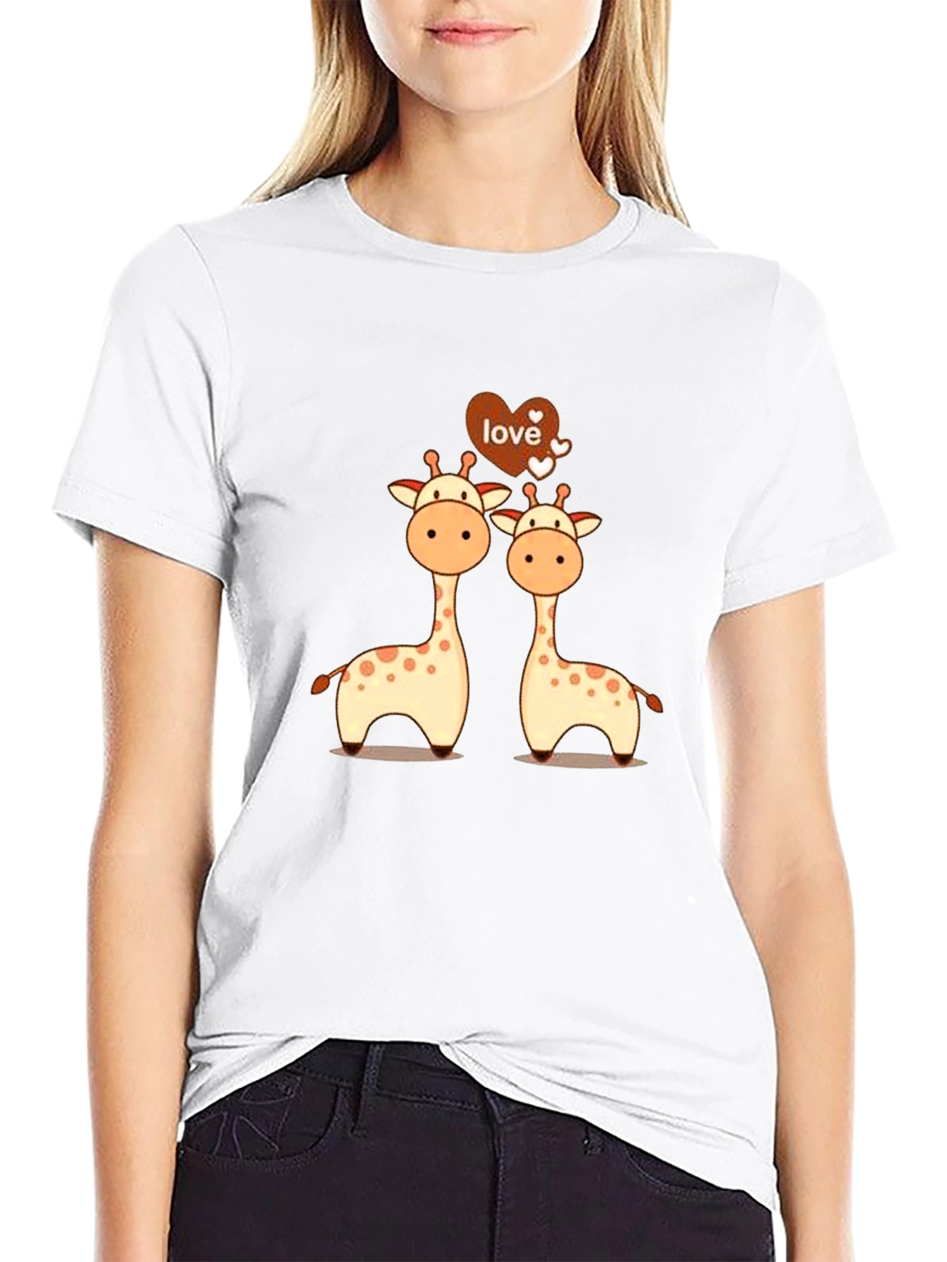 Giraffe Love Graphic Tee - Cute Giraffe Couple
