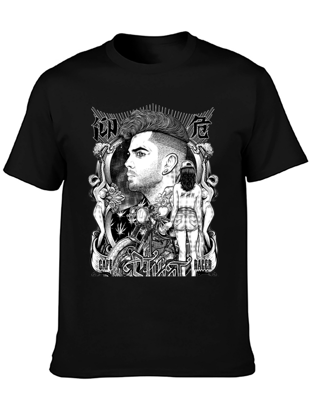 Cafe Racer Graphic T-Shirt - Black Cotton Tee
