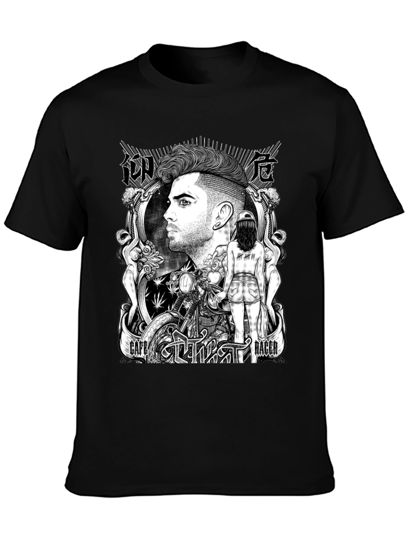 Cafe Racer Graphic T-Shirt - Black Cotton Tee