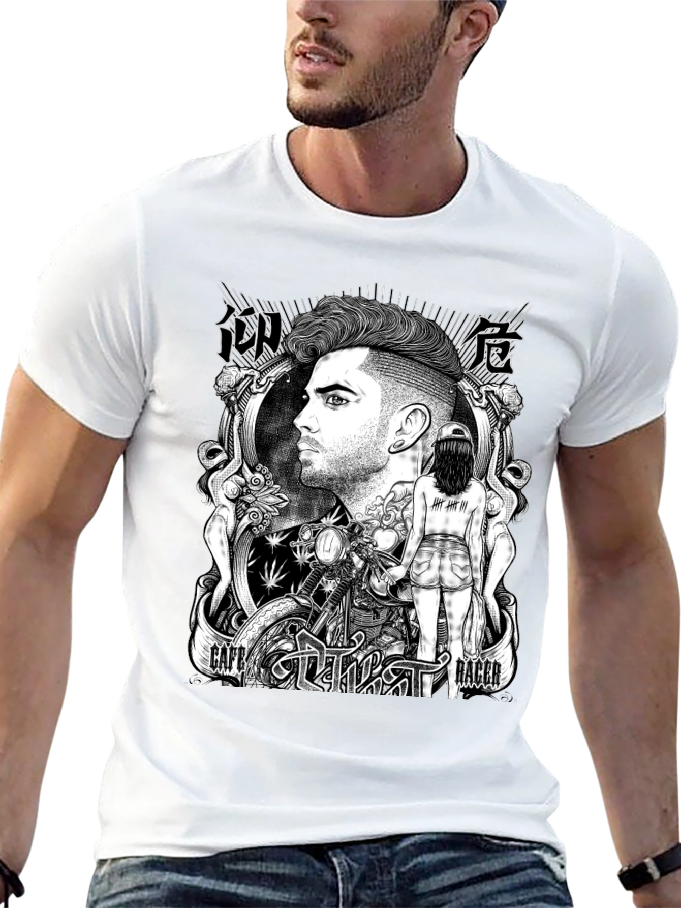 Cafe Racer Graphic T-Shirt - Black Cotton Tee