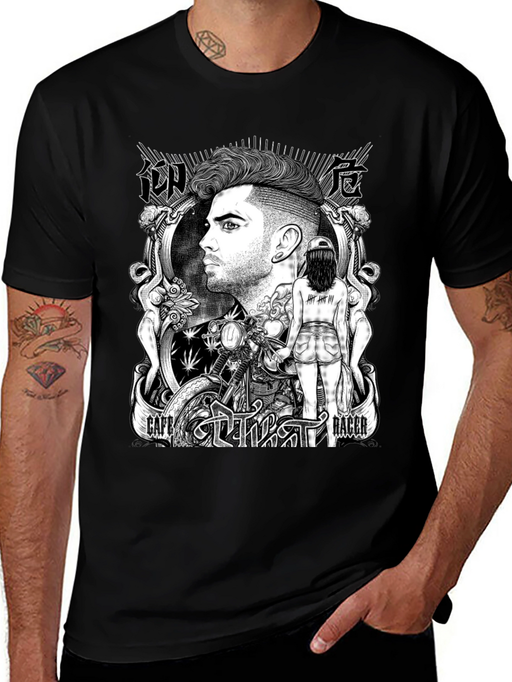 Cafe Racer Graphic T-Shirt - Black Cotton Tee