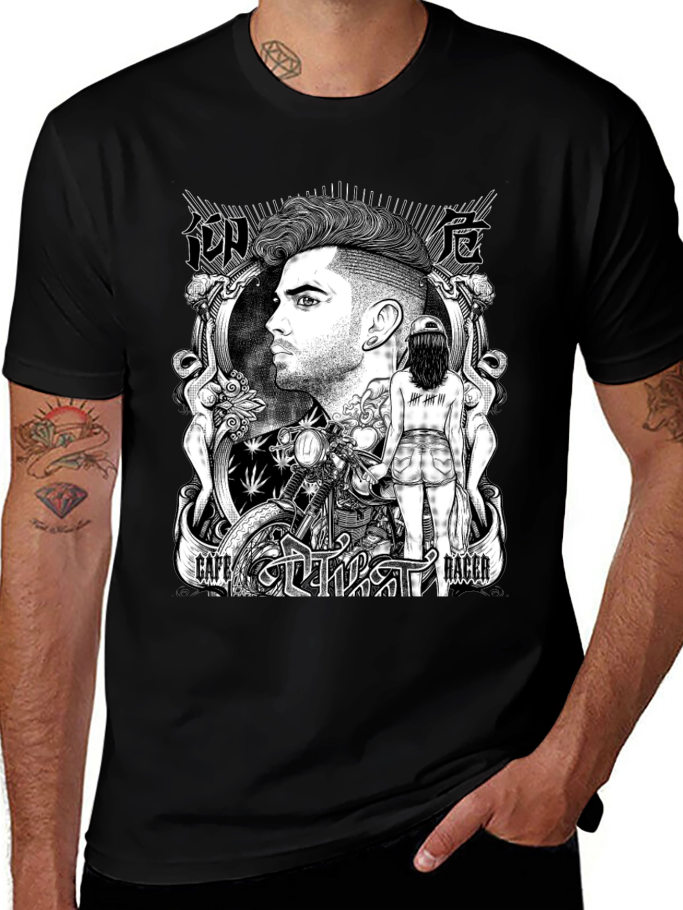 Cafe Racer Graphic T-Shirt - Black Cotton Tee