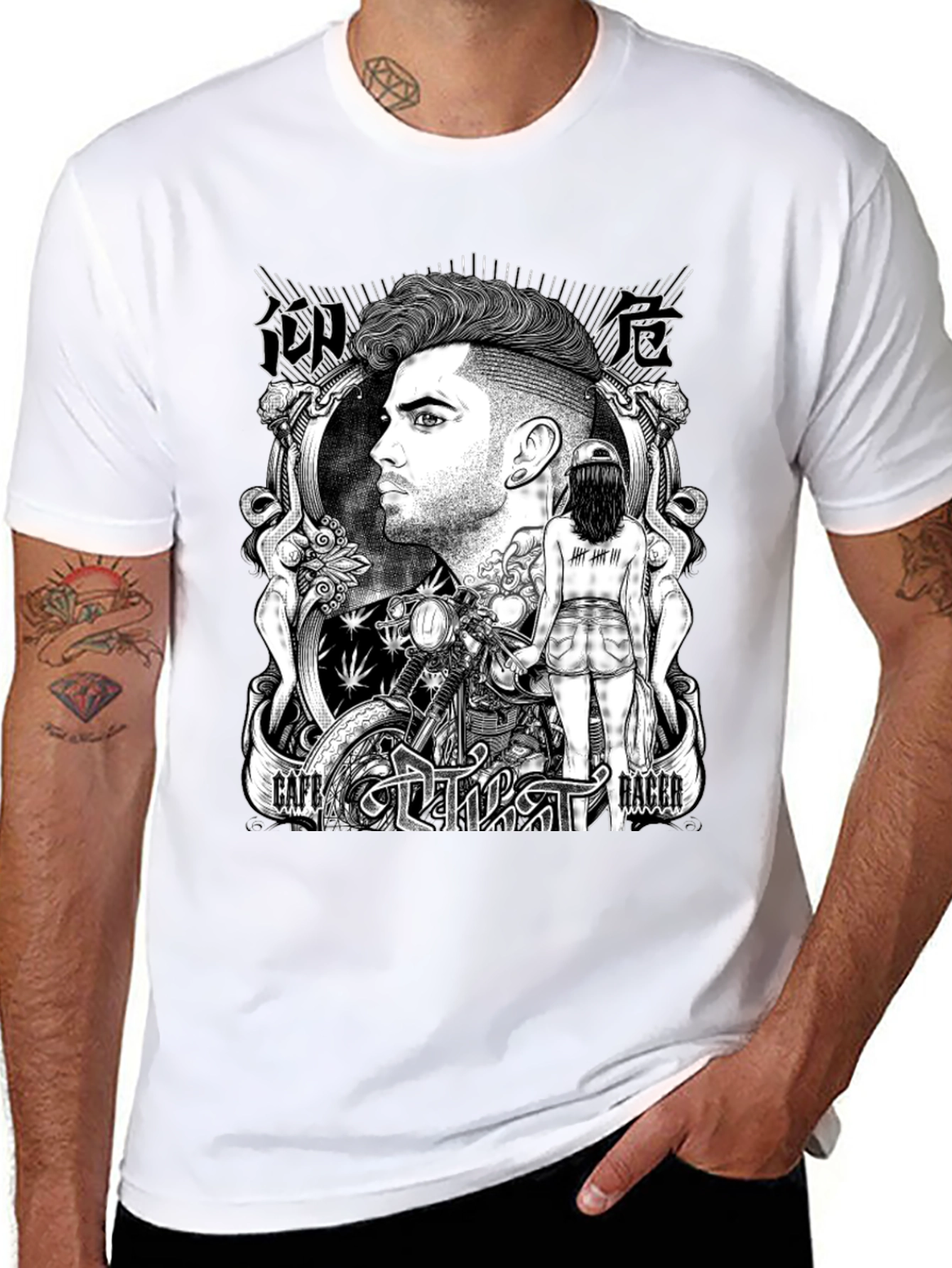 Cafe Racer Graphic T-Shirt - Black Cotton Tee