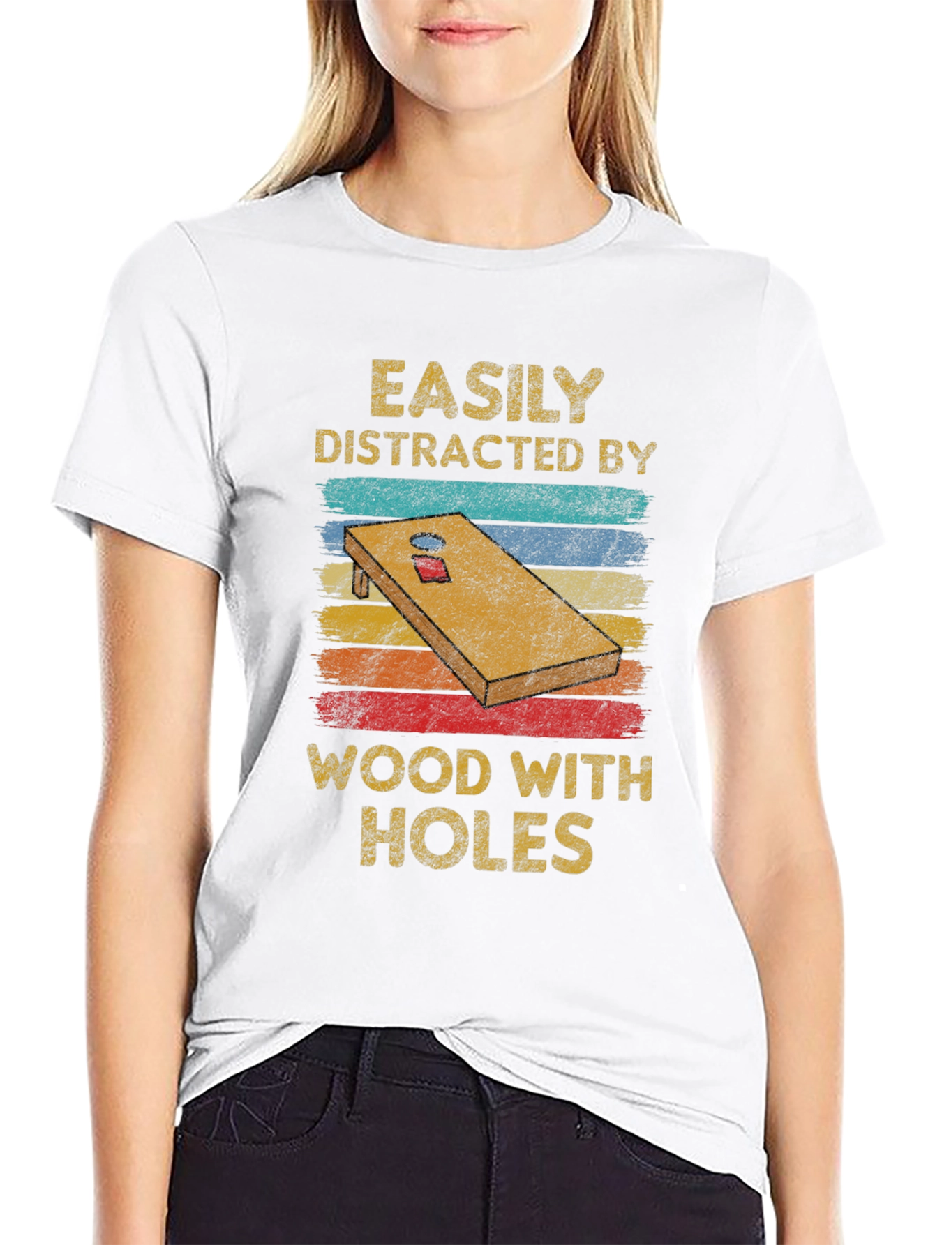 Easily Distracted Wood With Holes Graphic Tee