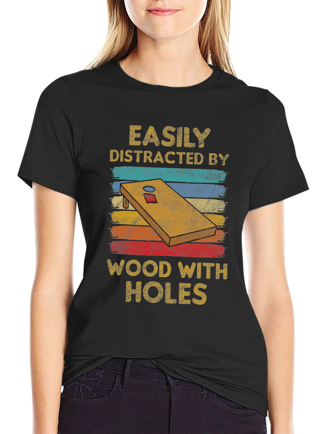 Easily Distracted Wood With Holes Graphic Tee