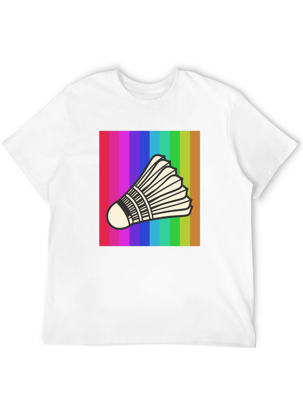 Rainbow Badminton Shuttlecock Graphic T-Shirt