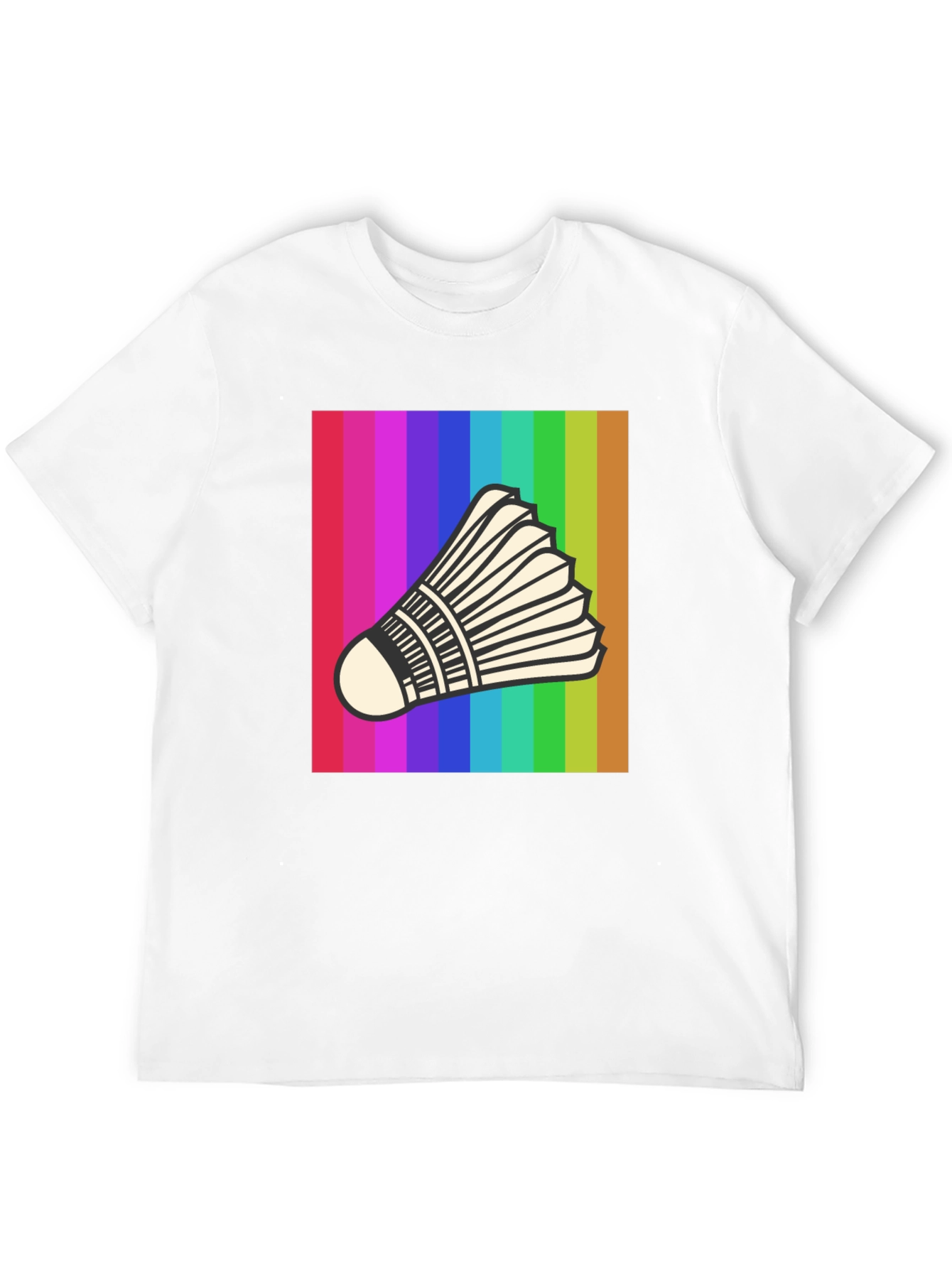 Rainbow Badminton Shuttlecock Graphic T-Shirt