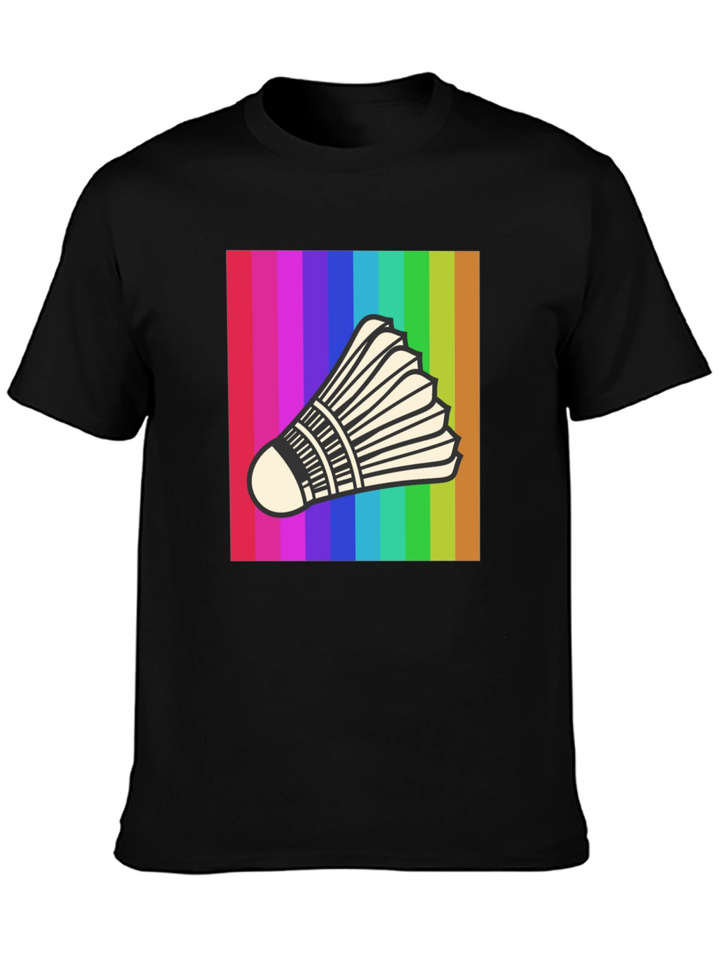 Rainbow Badminton Shuttlecock Graphic T-Shirt