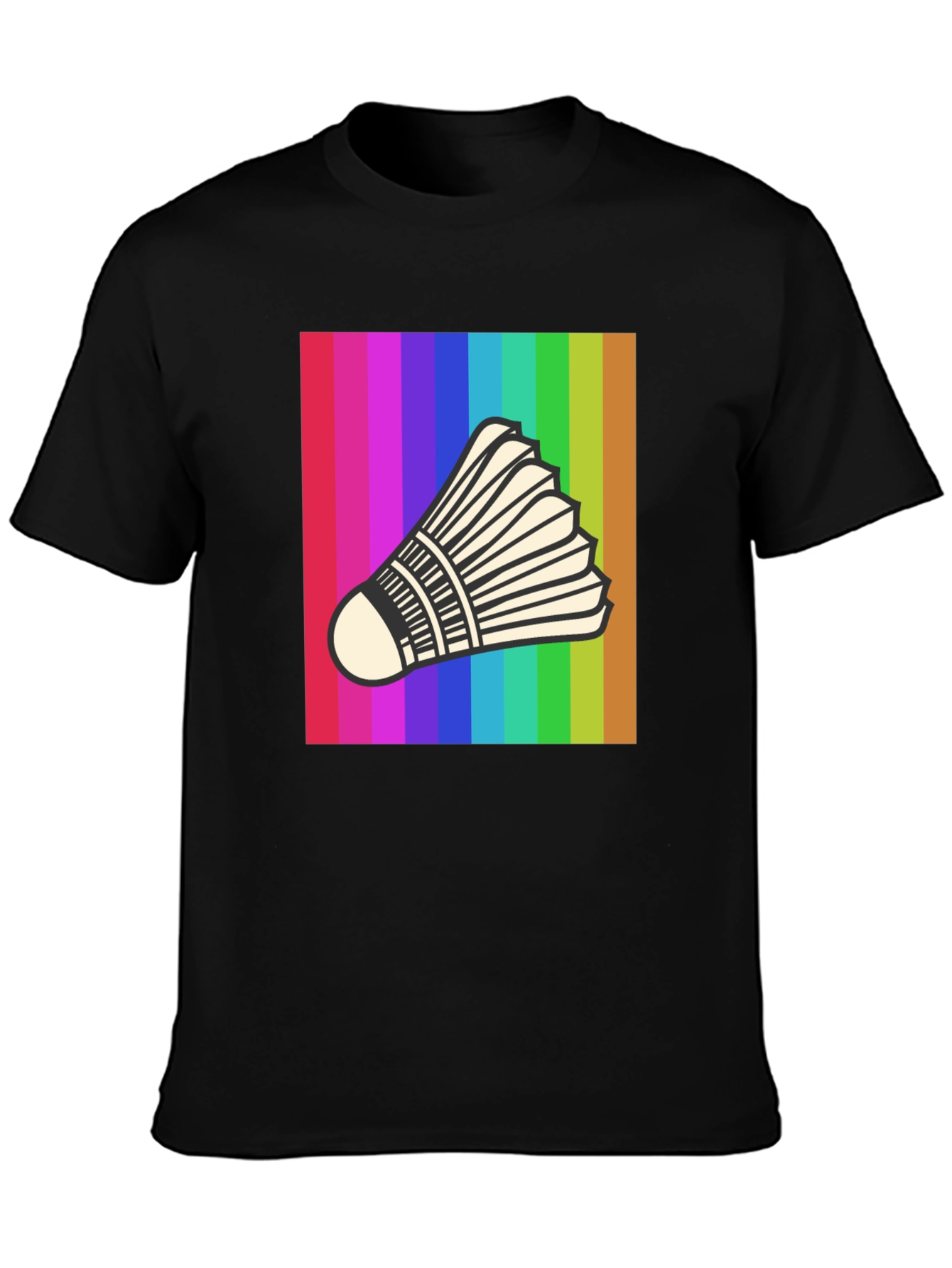 Rainbow Badminton Shuttlecock Graphic T-Shirt