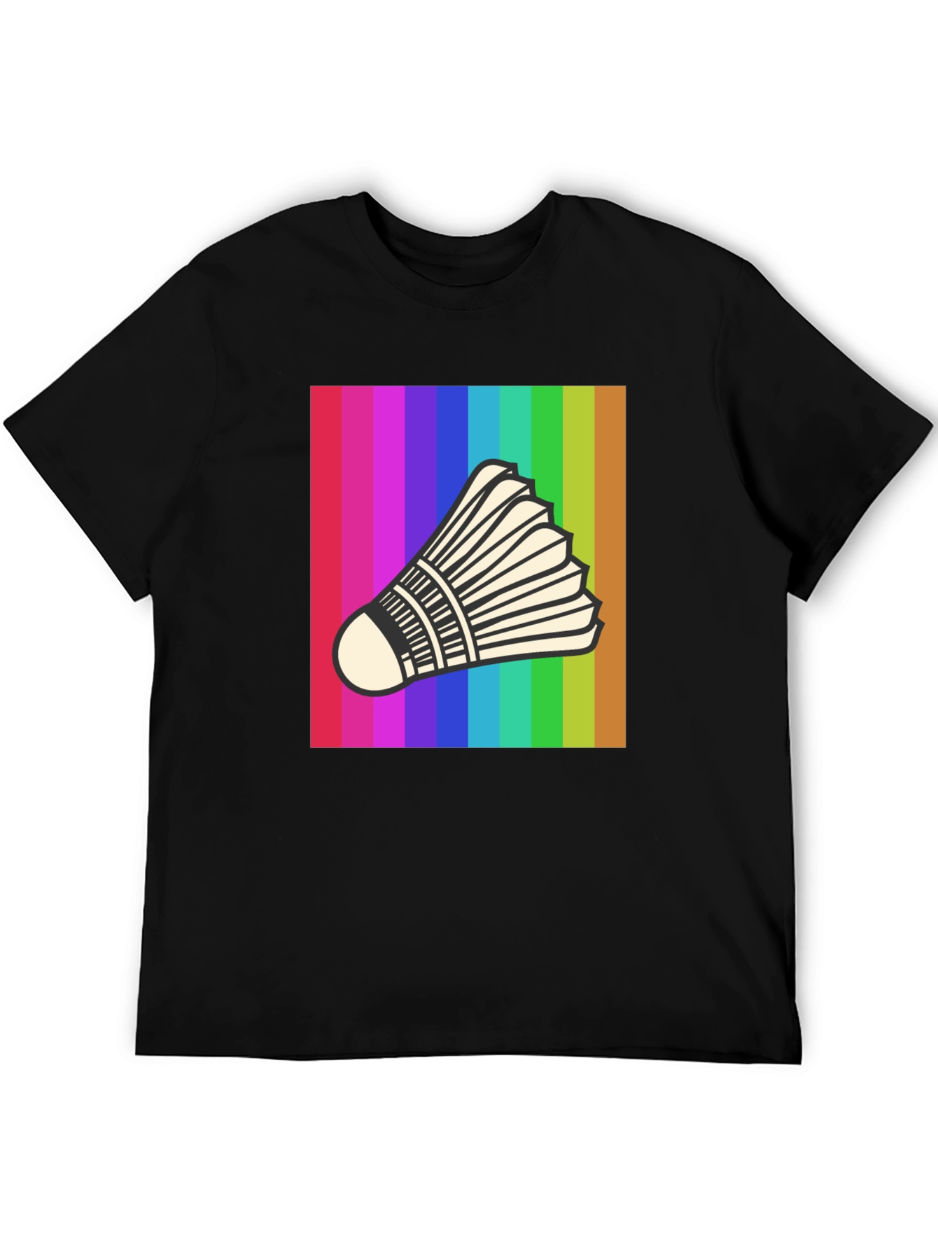 Rainbow Badminton Shuttlecock Graphic T-Shirt
