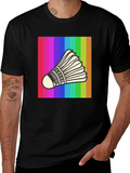 Rainbow Badminton Shuttlecock Graphic T-Shirt