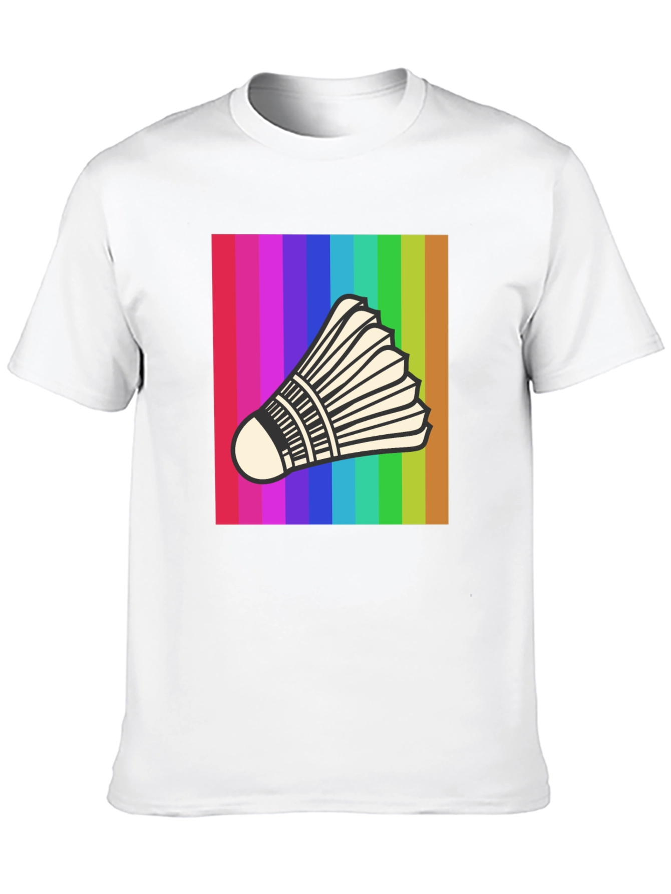 Rainbow Badminton Shuttlecock Graphic T-Shirt