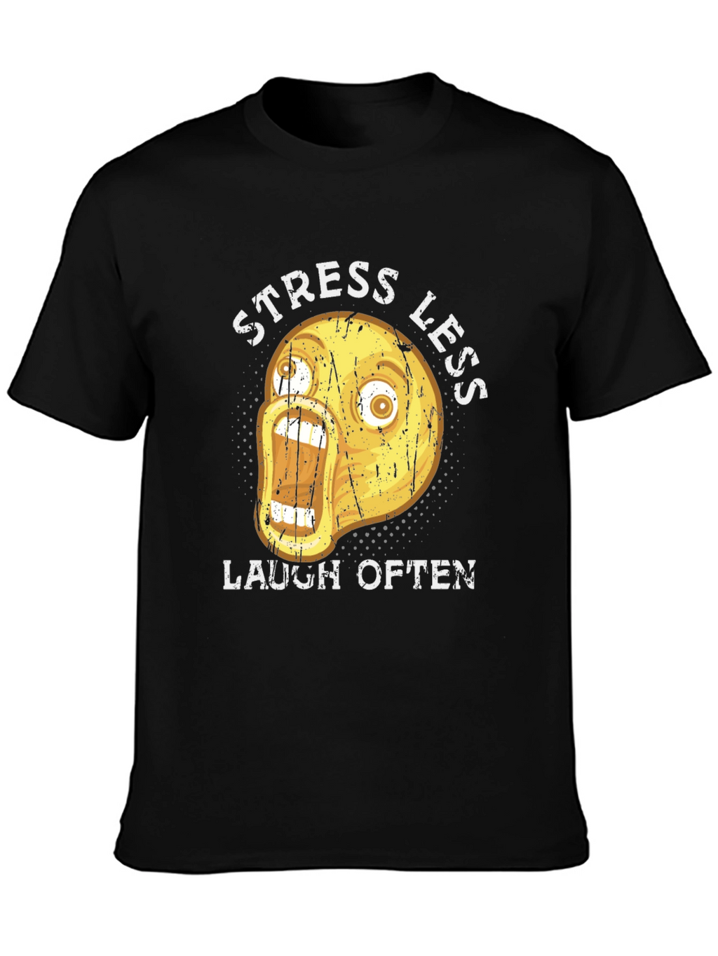 Funny Emoji Graphic T-Shirt - Stress Less Laugh Often
