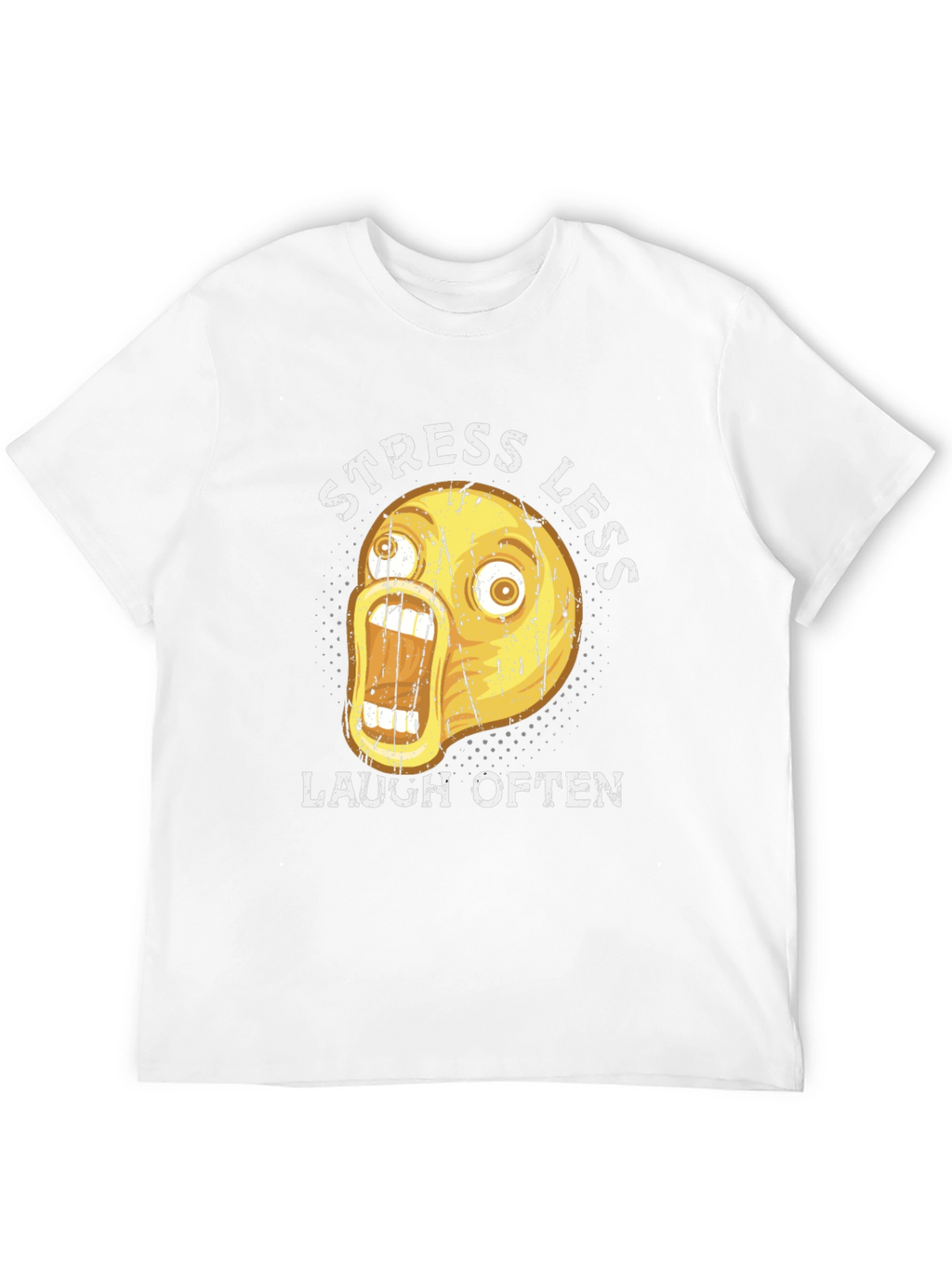 Funny Emoji Graphic T-Shirt - Stress Less Laugh Often