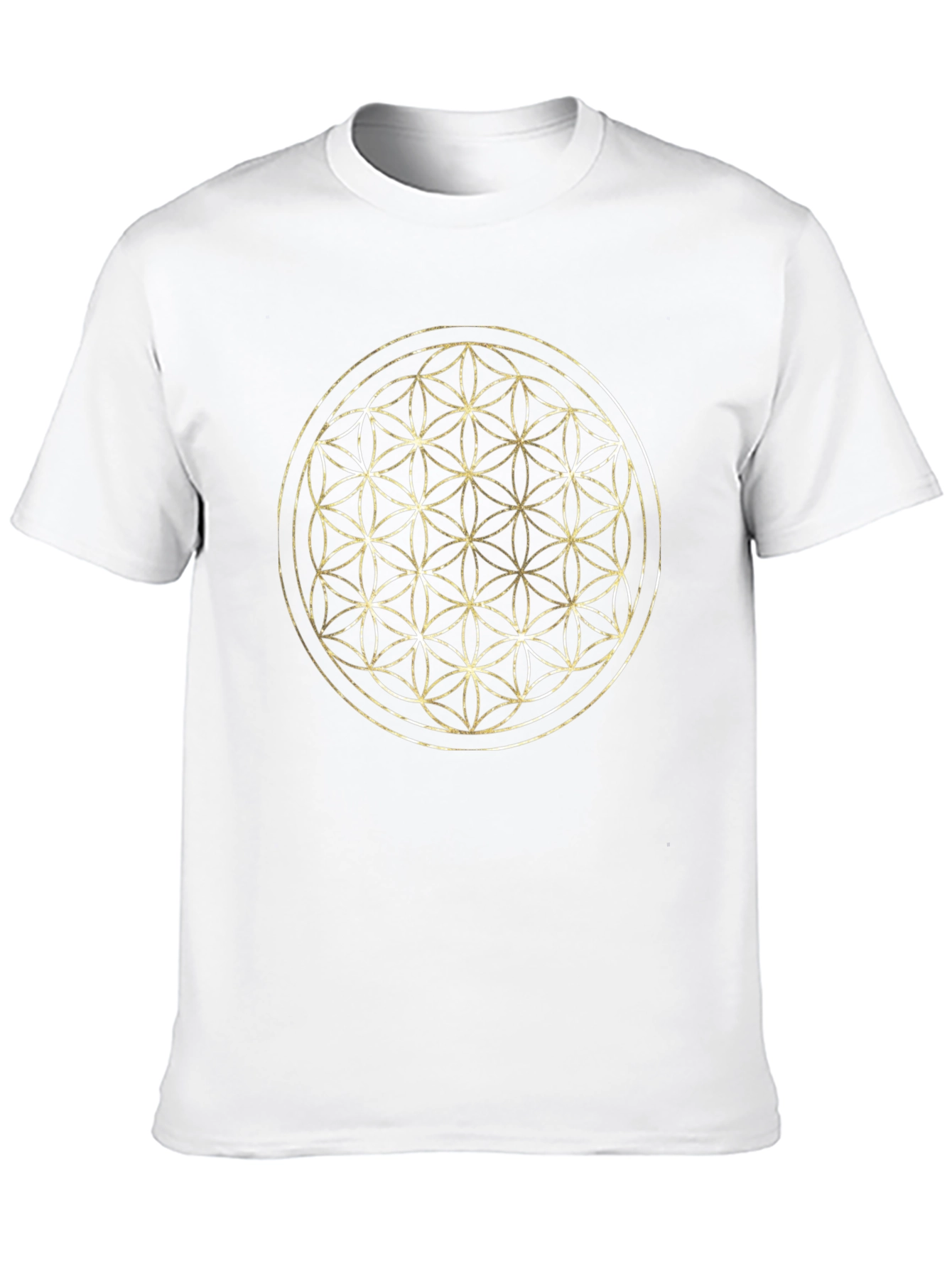 Flower of Life Graphic Tee - Gold Geometric Design