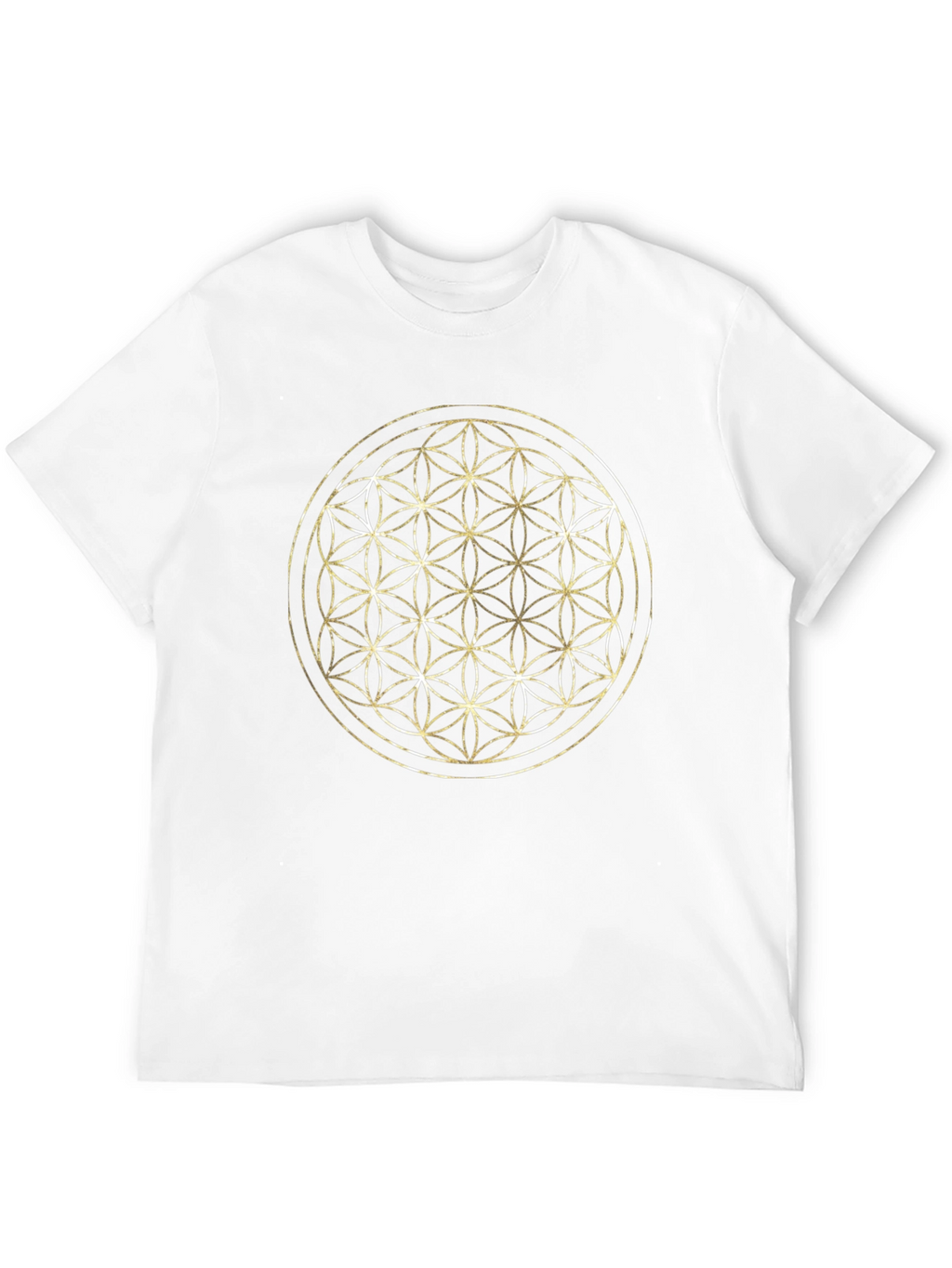 Flower of Life Graphic Tee - Gold Geometric Design