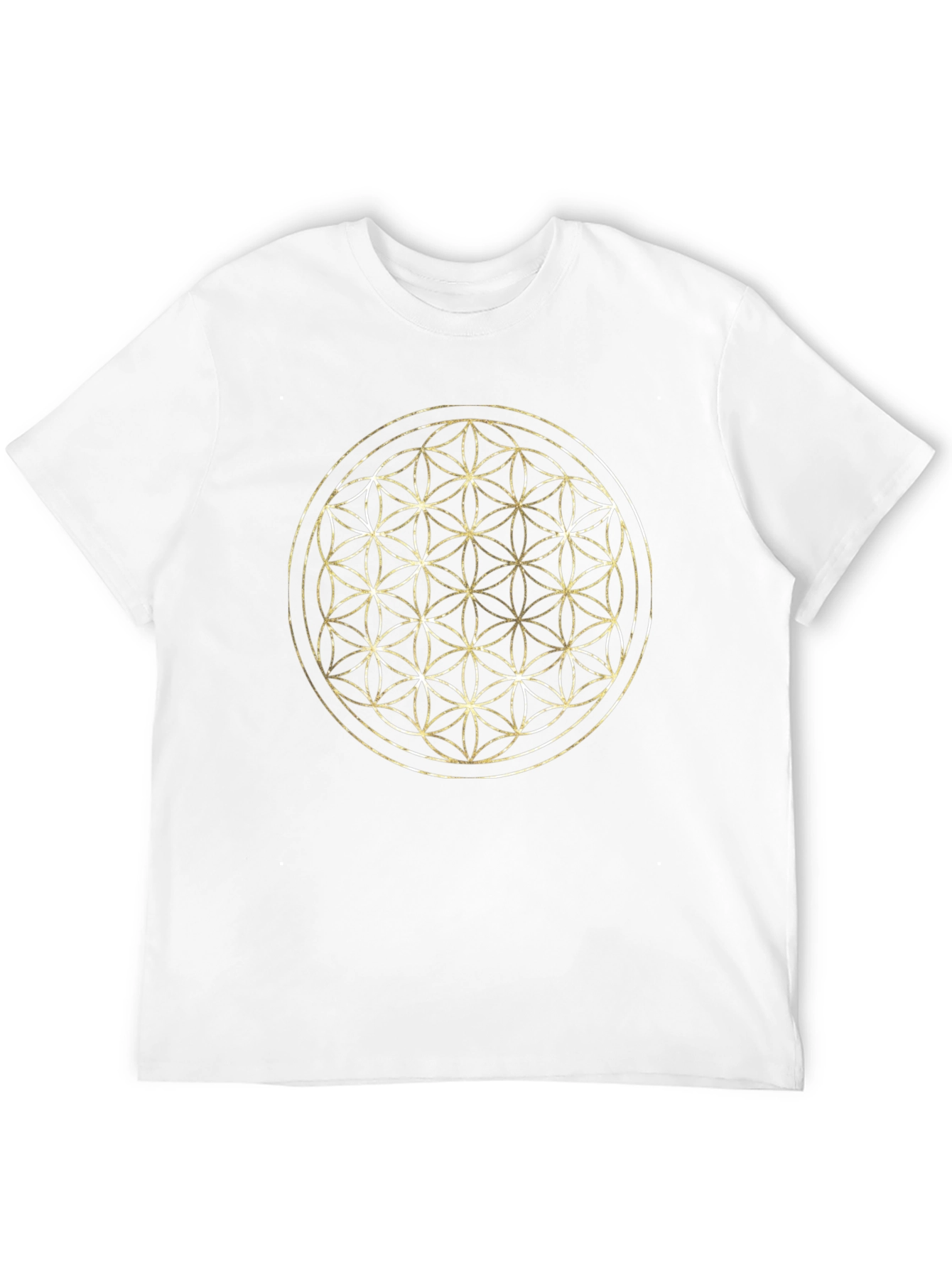Flower of Life Graphic Tee - Gold Geometric Design