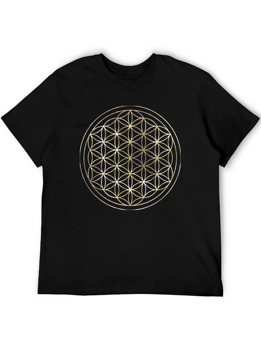 Flower of Life Graphic Tee - Gold Geometric Design