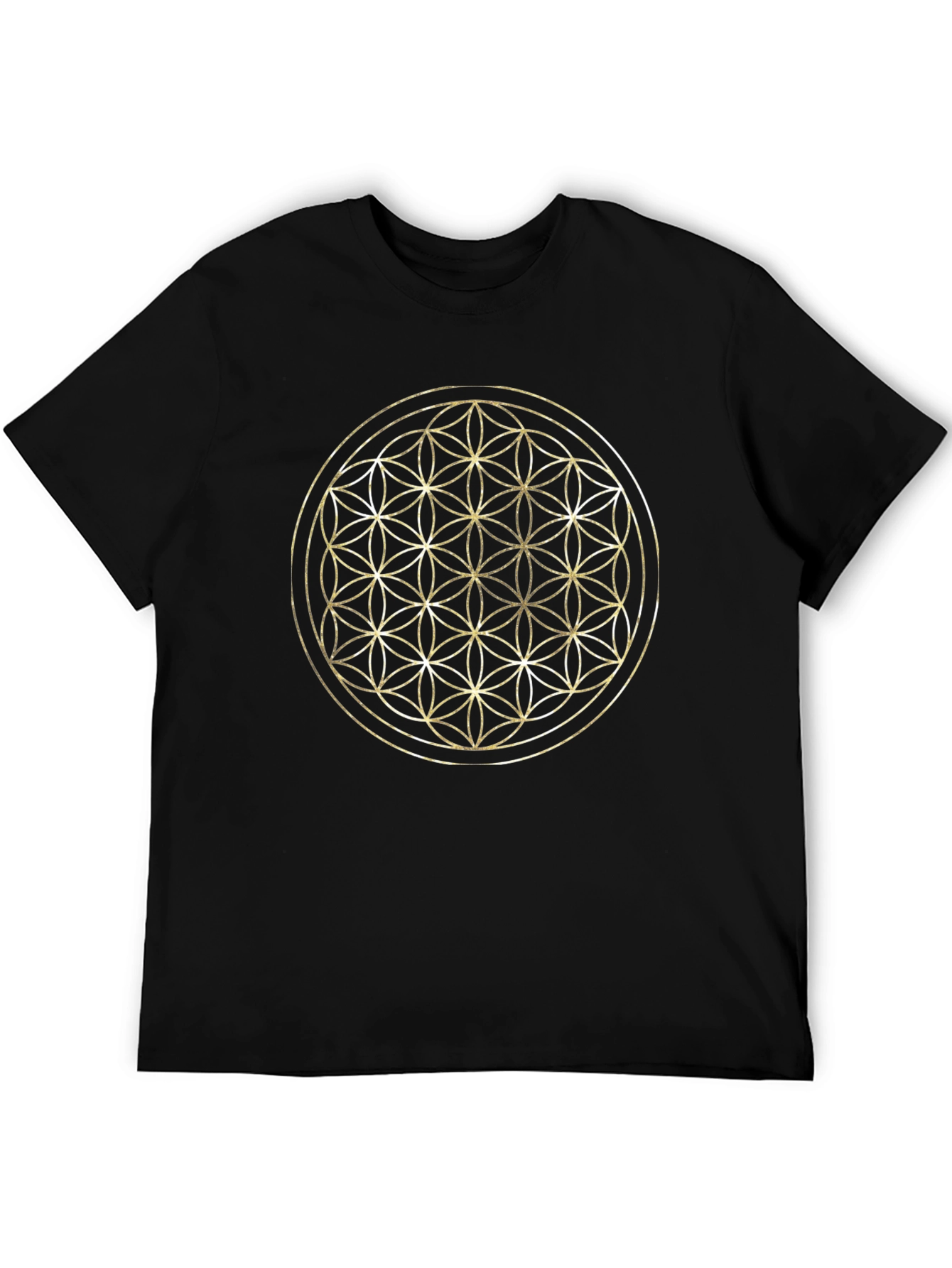 Flower of Life Graphic Tee - Gold Geometric Design