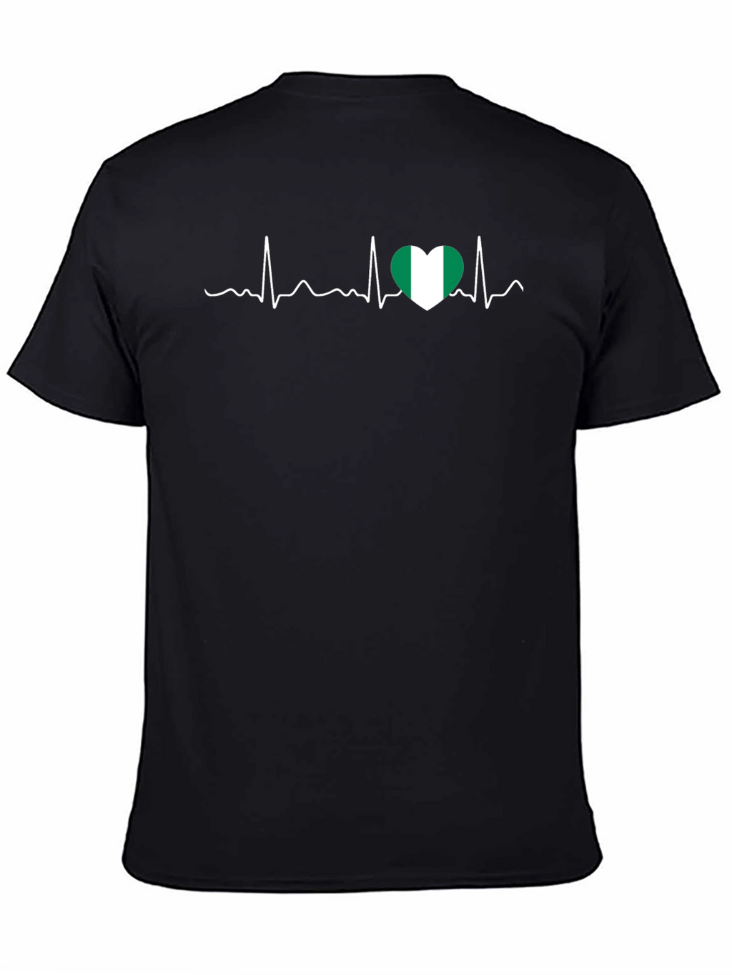 Nigeria Heartbeat T-Shirt - Black Crew Neck Tee