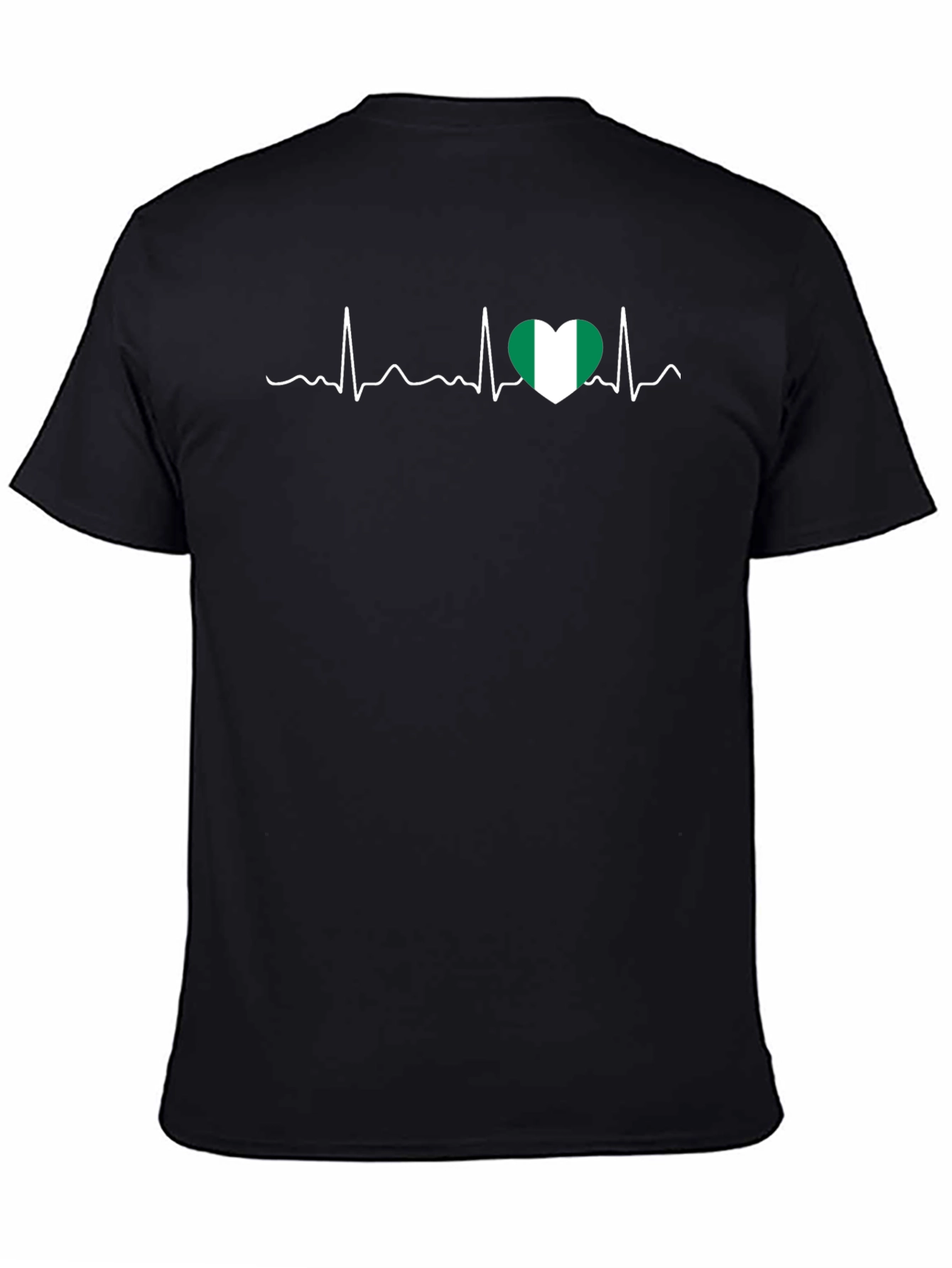 Nigeria Heartbeat T-Shirt - Black Crew Neck Tee