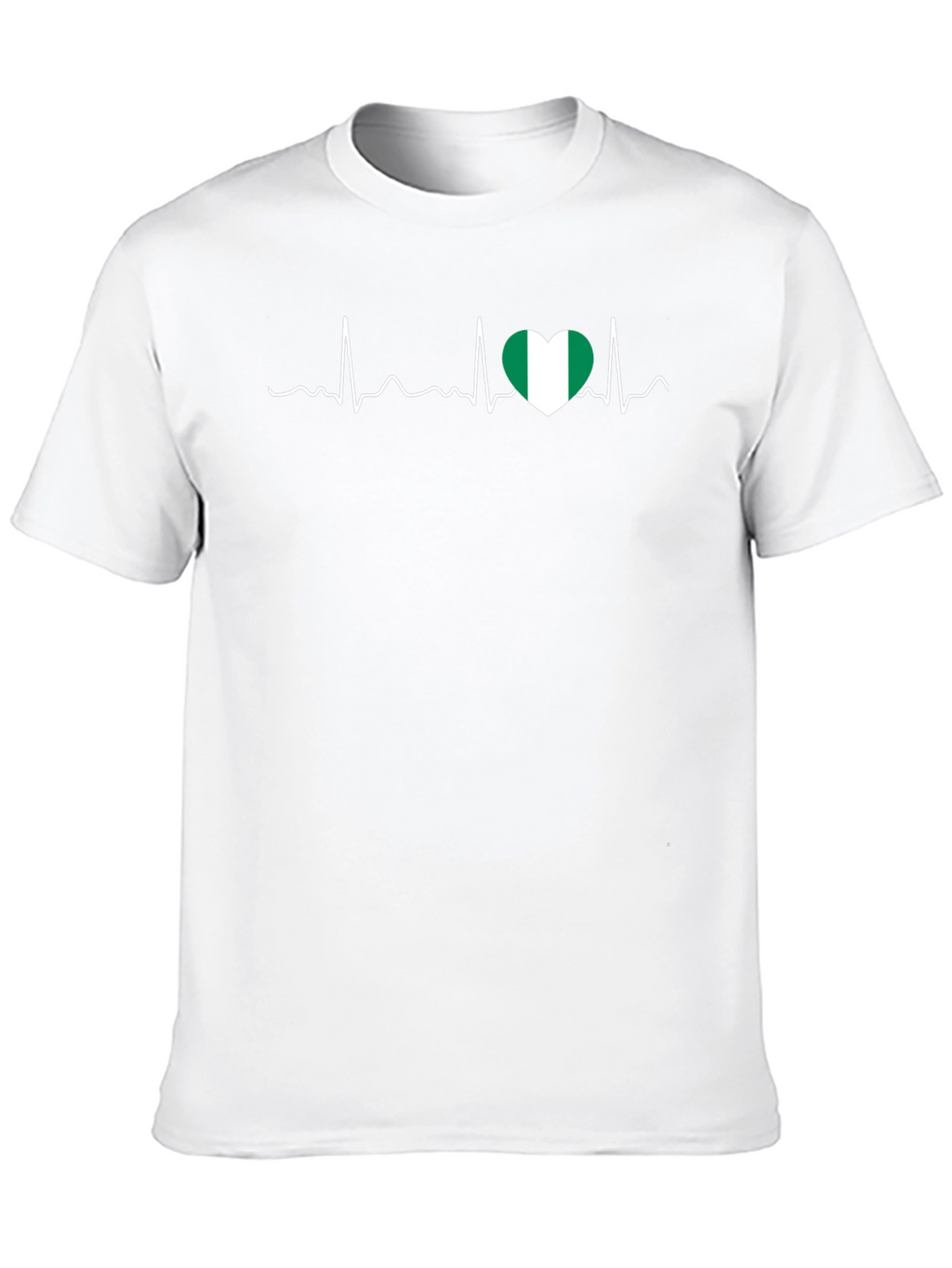 Nigeria Heartbeat T-Shirt - Black Crew Neck Tee