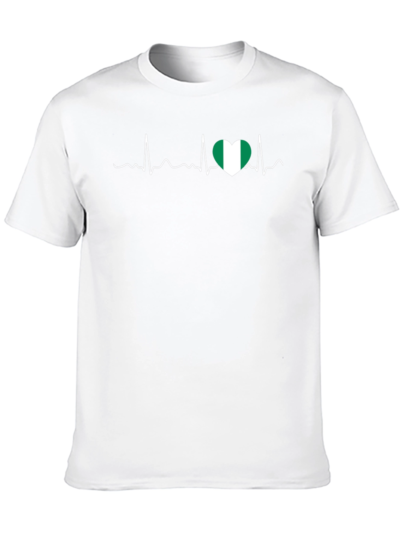 Nigeria Heartbeat T-Shirt - Black Crew Neck Tee